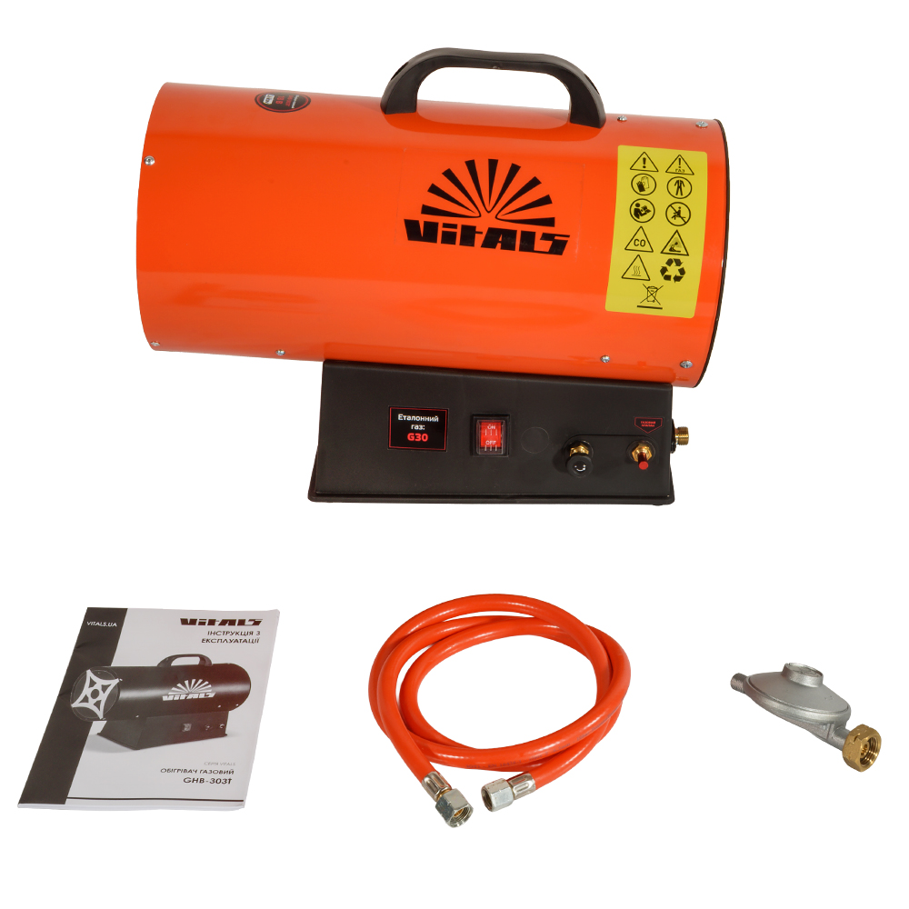 Тепловая пушка газовая Vitals GHB-303Т, аккумуляторная 18В, 18-30кВт, 120м2, IP24, 5.2кг фото13