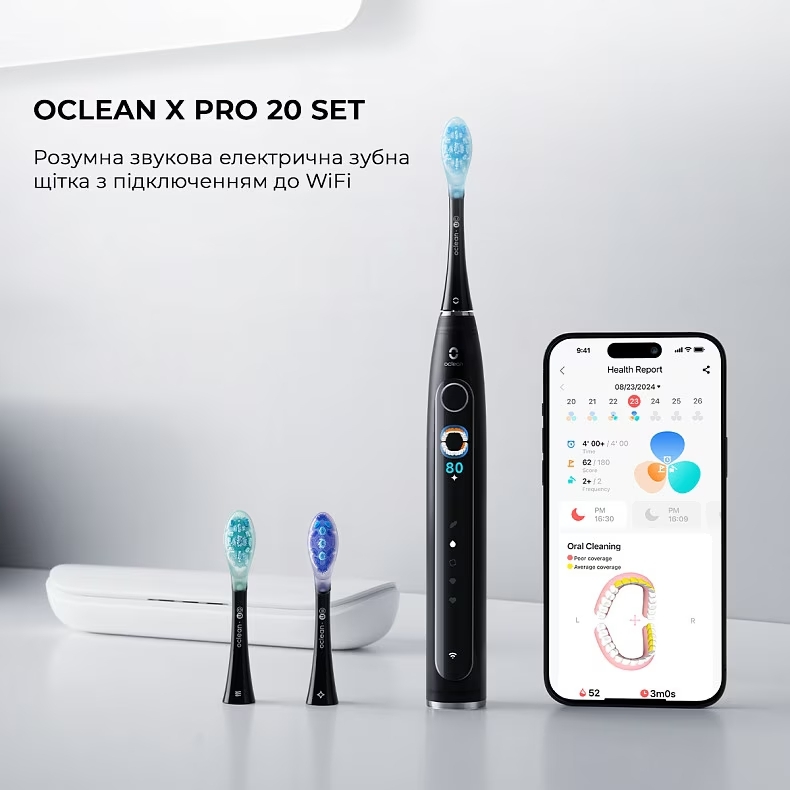 Электрическая зубная щетка Oclean X Pro 20 Set Black (6970810556964) фото4