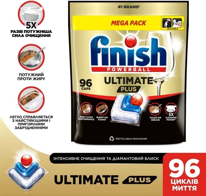 Капсулы для посудомоечных машин Finish Ultimate plus 96 шт. фото