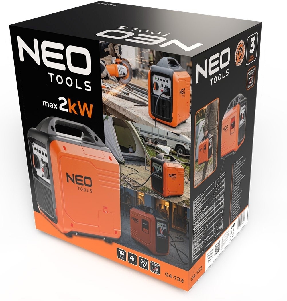 Генератор инверторный бензиновый Neo Tools 230В, 1.8/2.0кВт (04-733) фото6