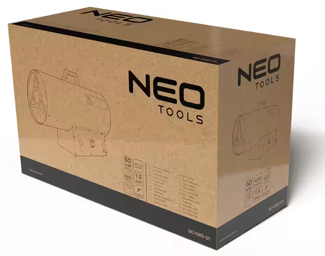 Тепловая пушка газовая Neo Tools, 50кВт, 300м2, 650м3/ч, черный, 7.5кг фото9