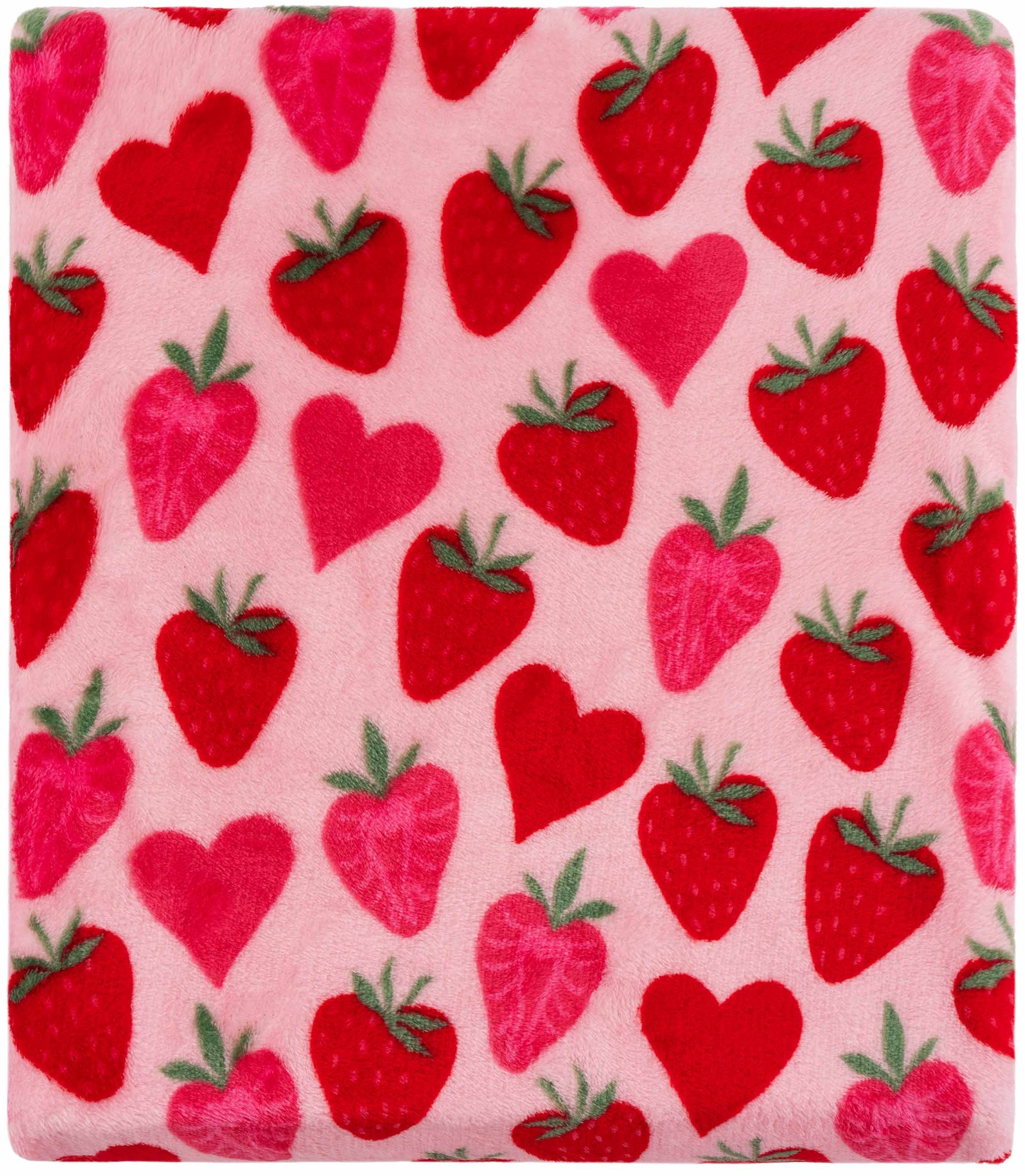 Плед ARDESTO Valentine's Flannel 160х200см, 100% поліестер, полунички, рожевий (ART0145PB) фото