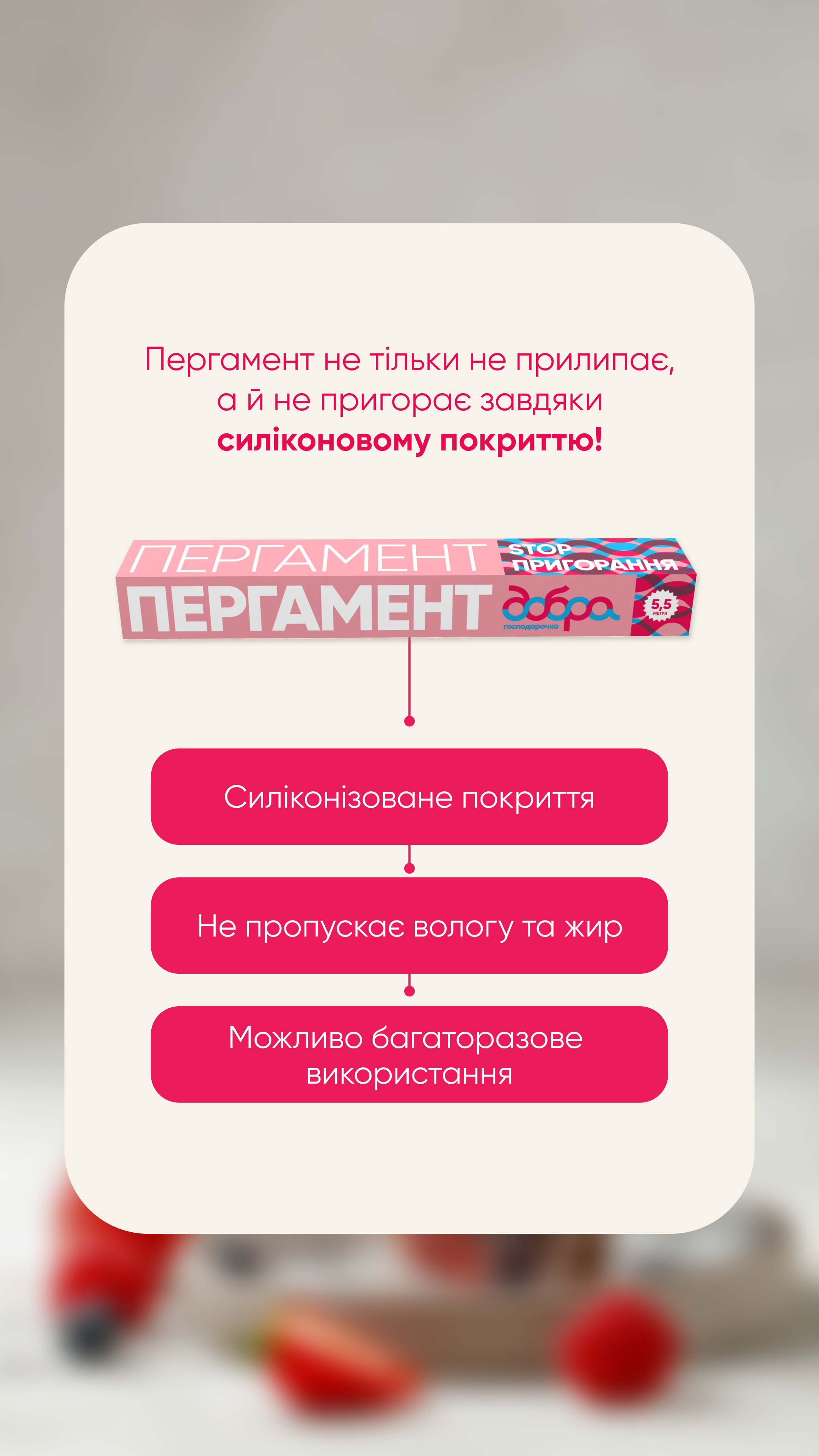 Пергамент для выпечки Добра господарочка силиконизированный Стоп пригорание, 5,5 м (4820086520942) фото2