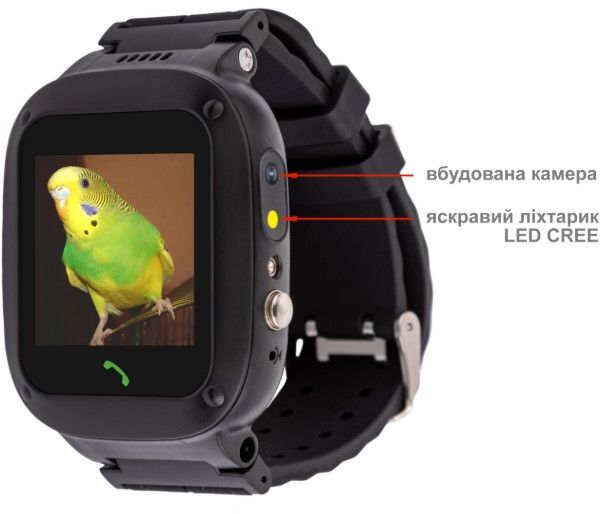 Смарт-часы для детей AmiGo GO004 Splashproof Camera+LED Black (882418) фото2