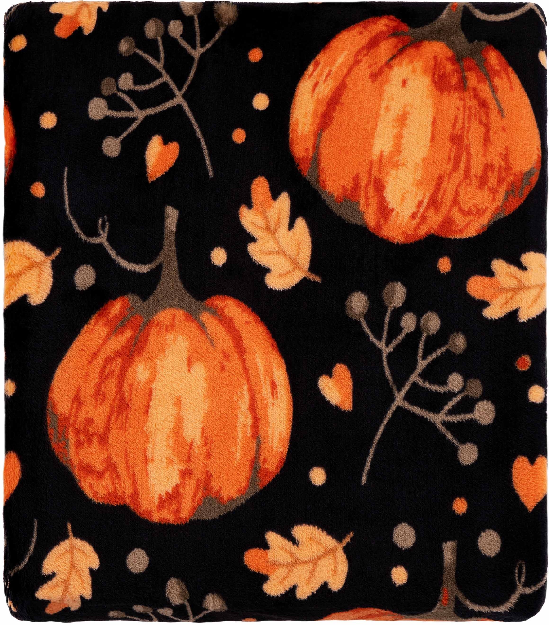 Плед ARDESTO Autumn Flannel 160х200см, 100% полиэстер, тыквы, черный (ART0147PB) фото
