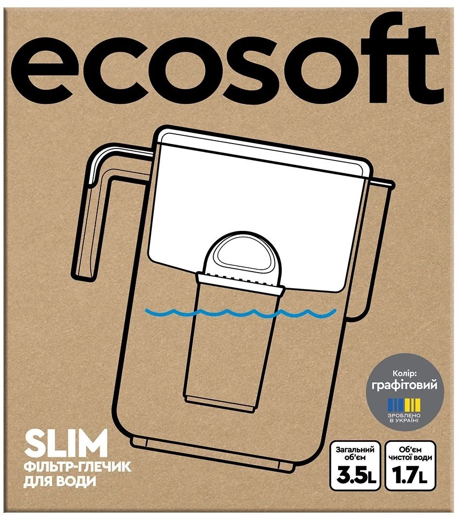 Фільтр-глечик Ecosoft Slim графітовий (FMVSLIMBKECO) фото