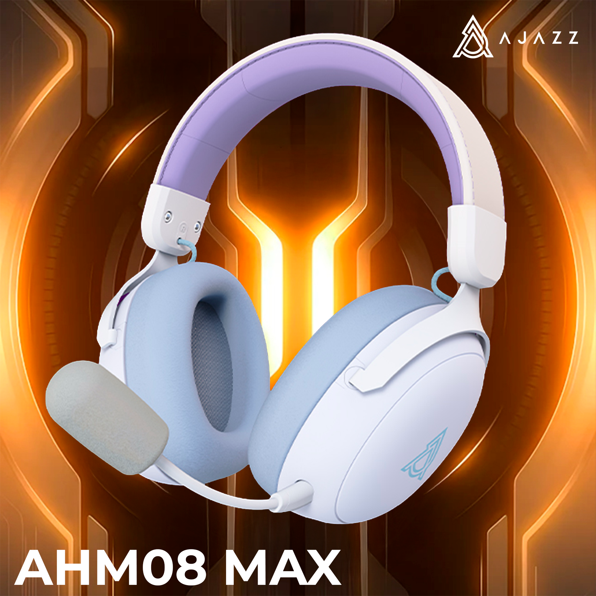 Игровая гарнитура Ajazz AHM08 Max Wireless Purple-White-Blue (AHM08-MAX-PWB) фото6