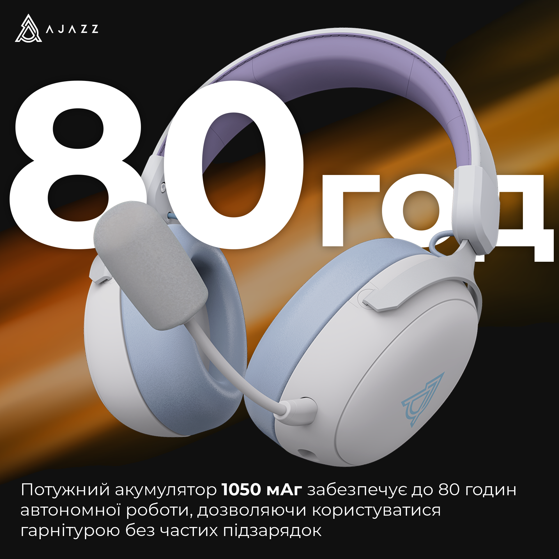 Игровая гарнитура Ajazz AHM08 Max Wireless Purple-White-Blue (AHM08-MAX-PWB) фото10