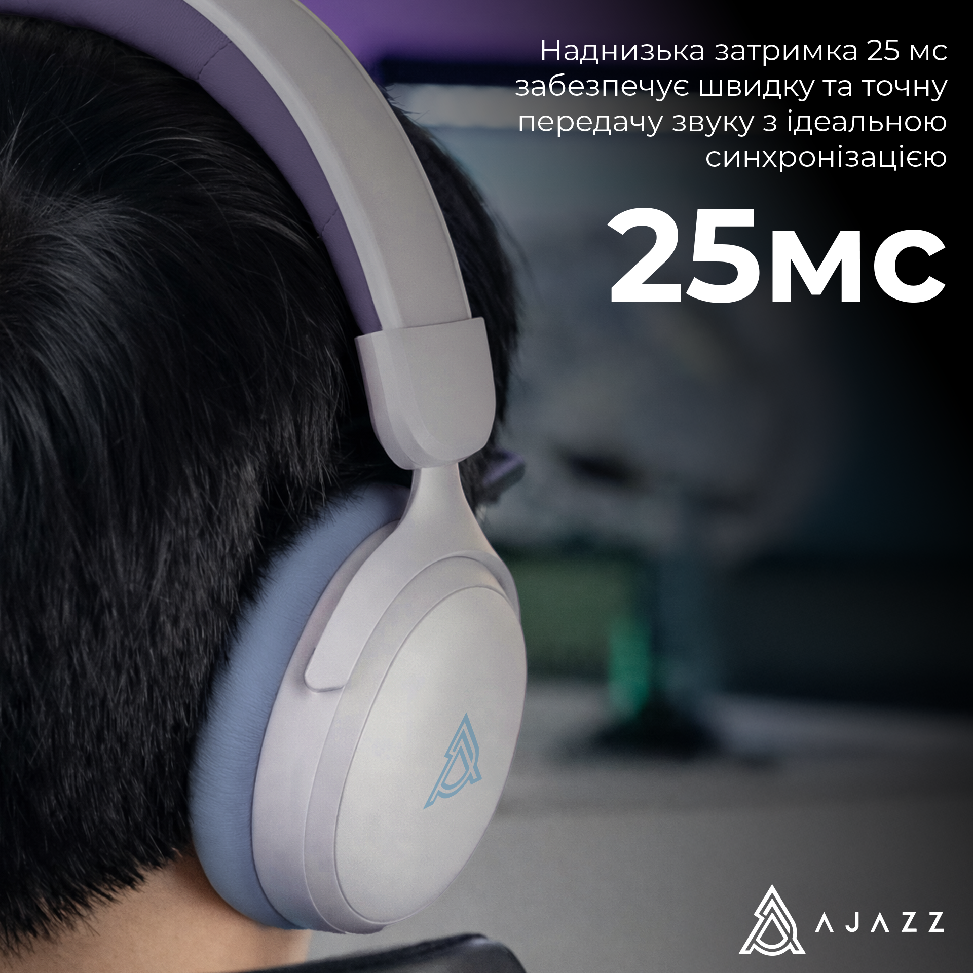 Игровая гарнитура Ajazz AHM08 Max Wireless Purple-White-Blue (AHM08-MAX-PWB) фото11
