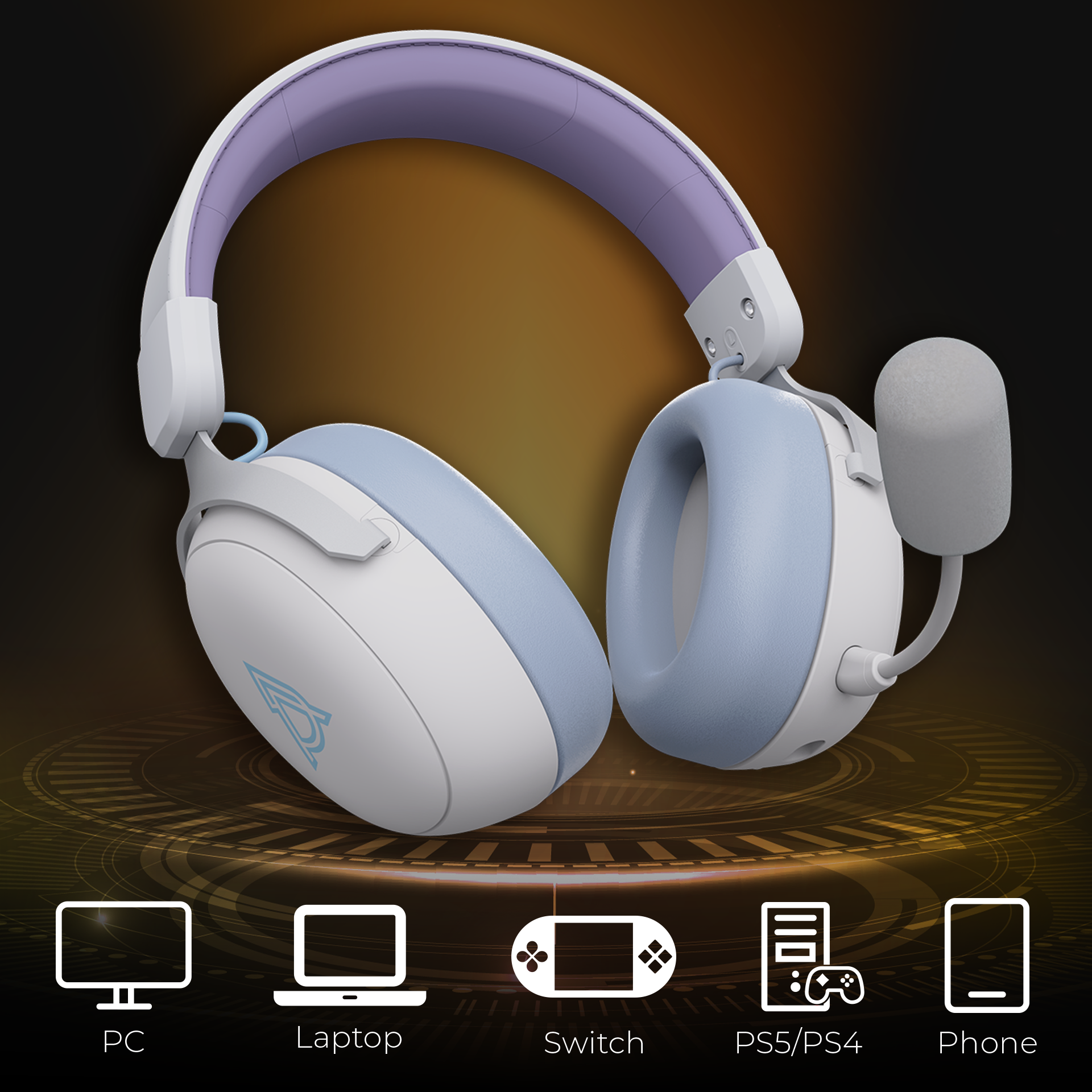 Игровая гарнитура Ajazz AHM08 Max Wireless Purple-White-Blue (AHM08-MAX-PWB) фото17