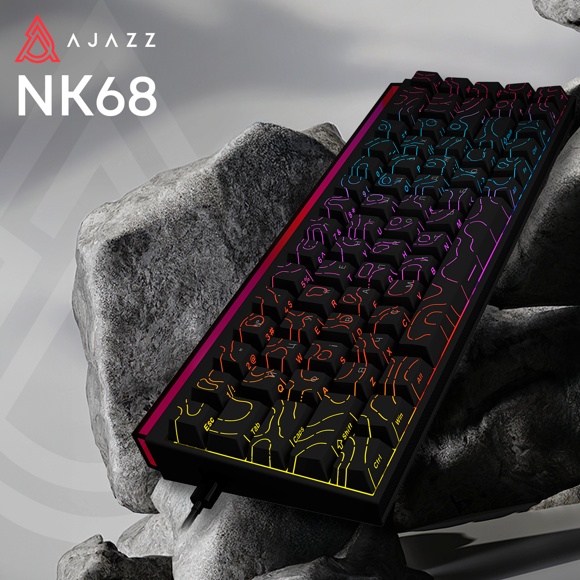 Ігрова клавіатура Ajazz NK68 Red Switches Side Contour Black (NK68-R-S-B) фото