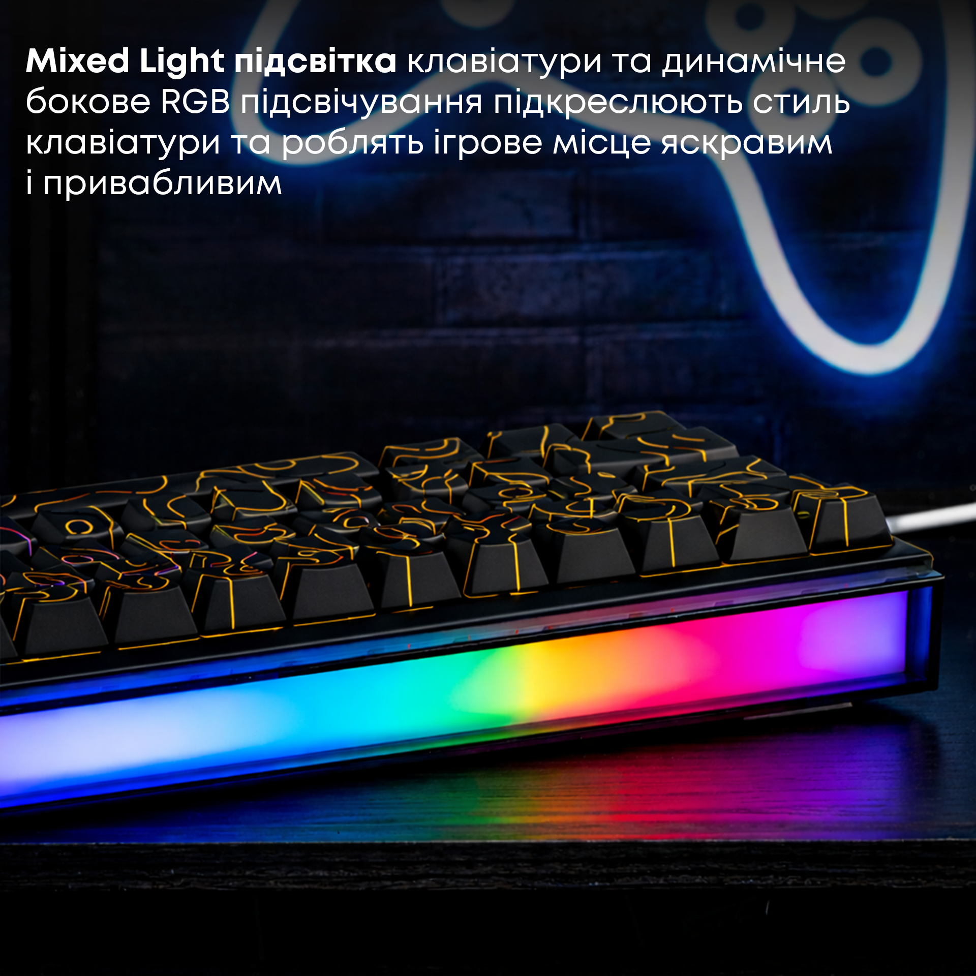 Ігрова клавіатура Ajazz NK68 Red Switches Side Contour Black (NK68-R-S-B) фото