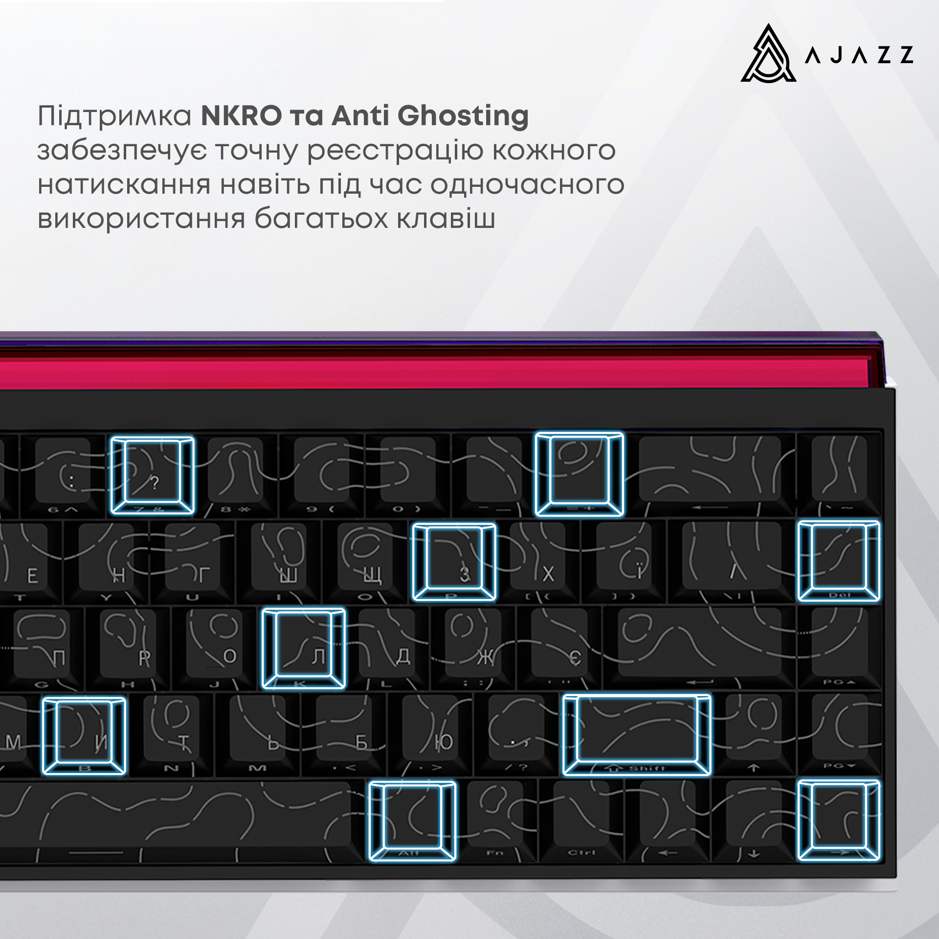 Ігрова клавіатура Ajazz NK68 Red Switches Side Contour Black (NK68-R-S-B) фото