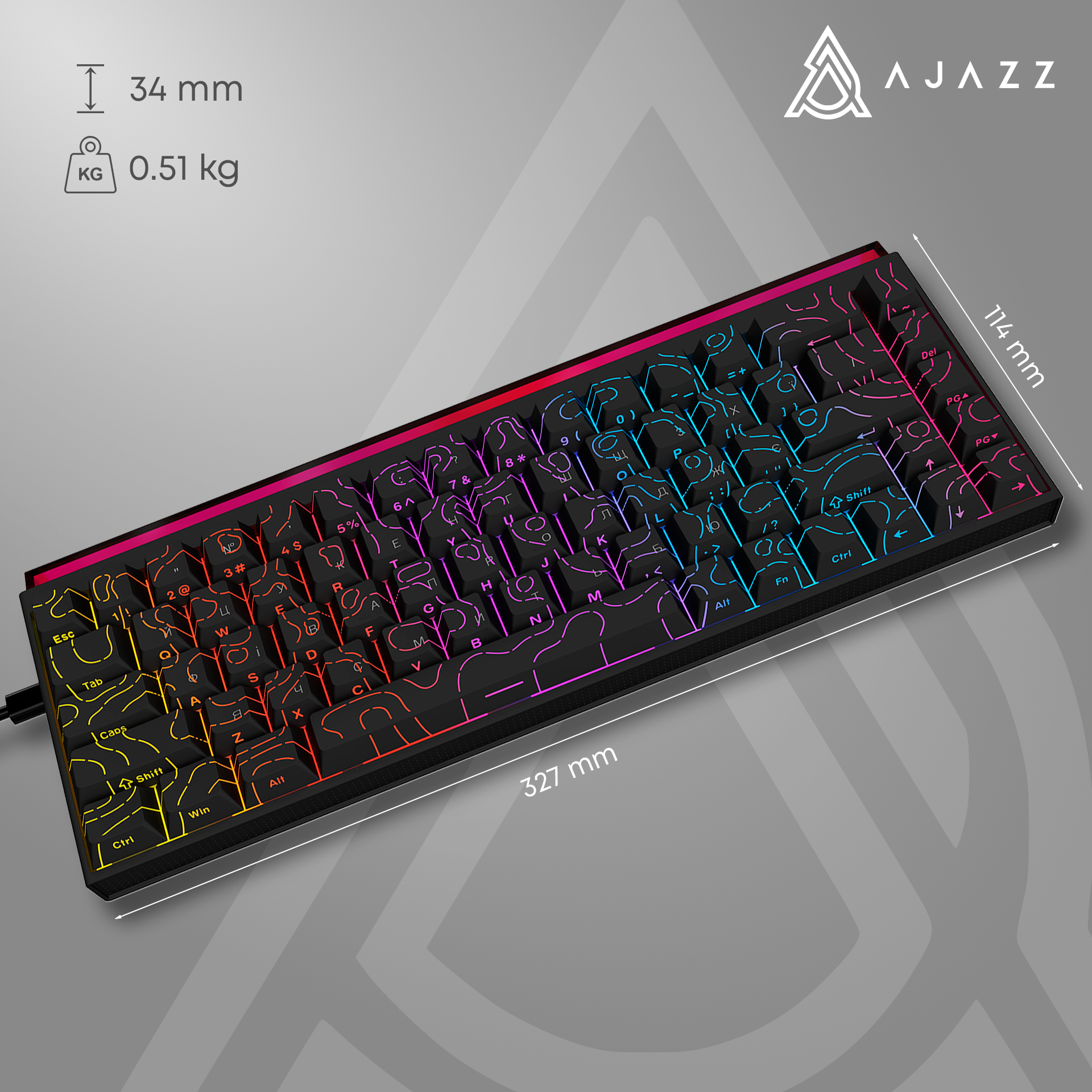 Ігрова клавіатура Ajazz NK68 Red Switches Side Contour Black (NK68-R-S-B) фото