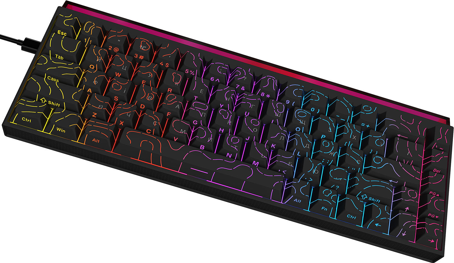 Ігрова клавіатура Ajazz NK68 Red Switches Side Contour Black (NK68-R-S-B) фото
