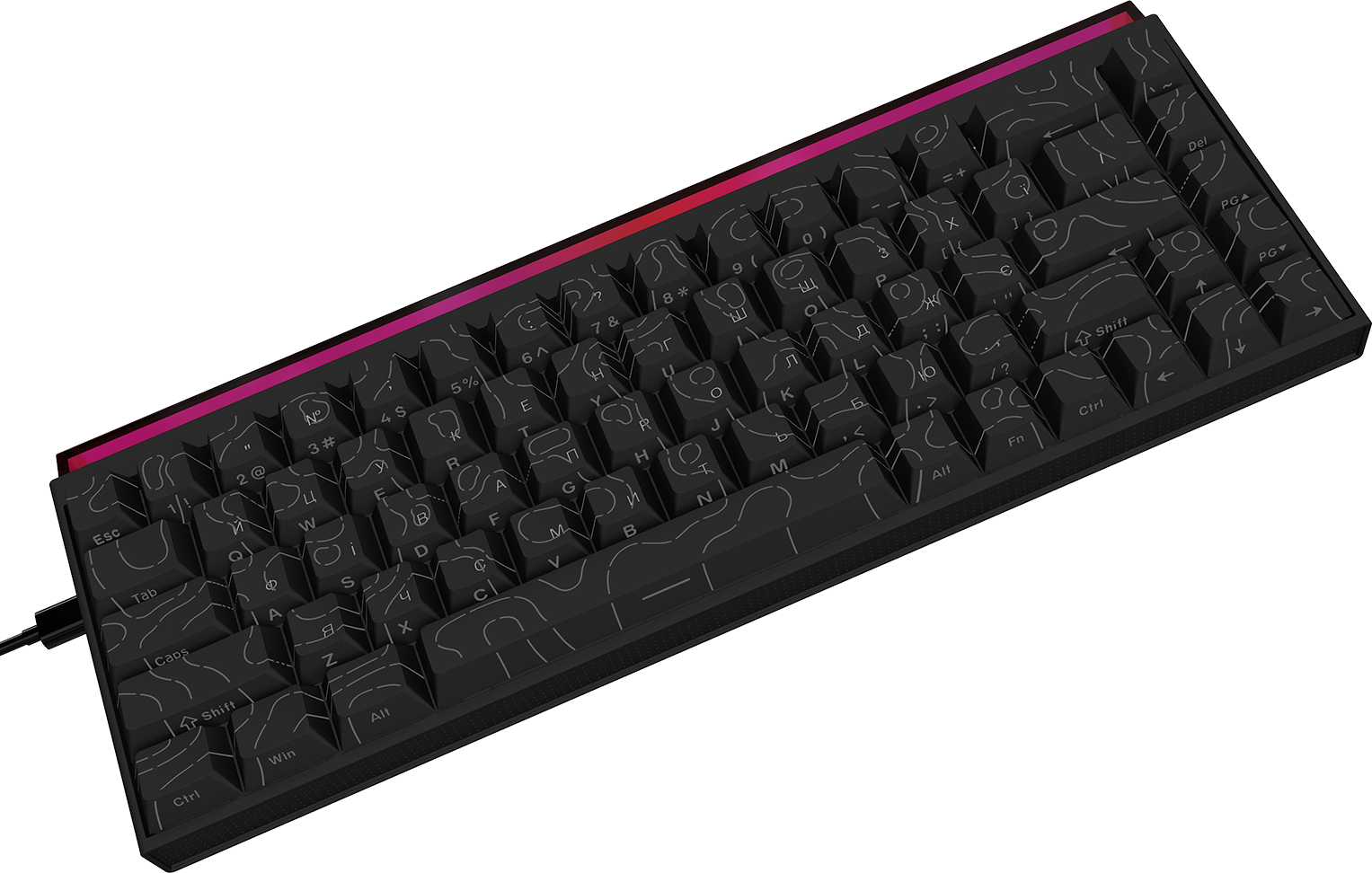 Ігрова клавіатура Ajazz NK68 Red Switches Side Contour Black (NK68-R-S-B) фото