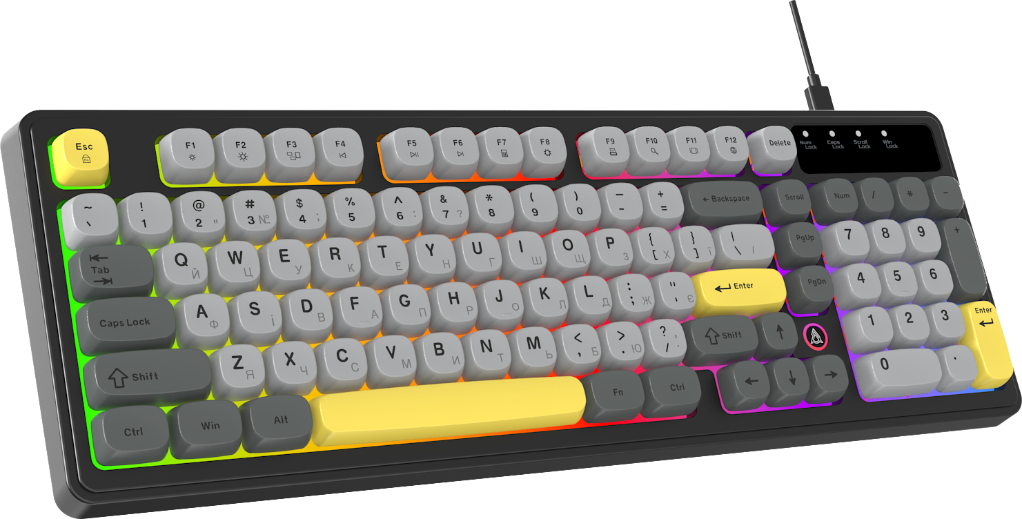 Игровая клавиатура Ajazz AF98 Black-Grey-Yellow (AF98-BGY) фото