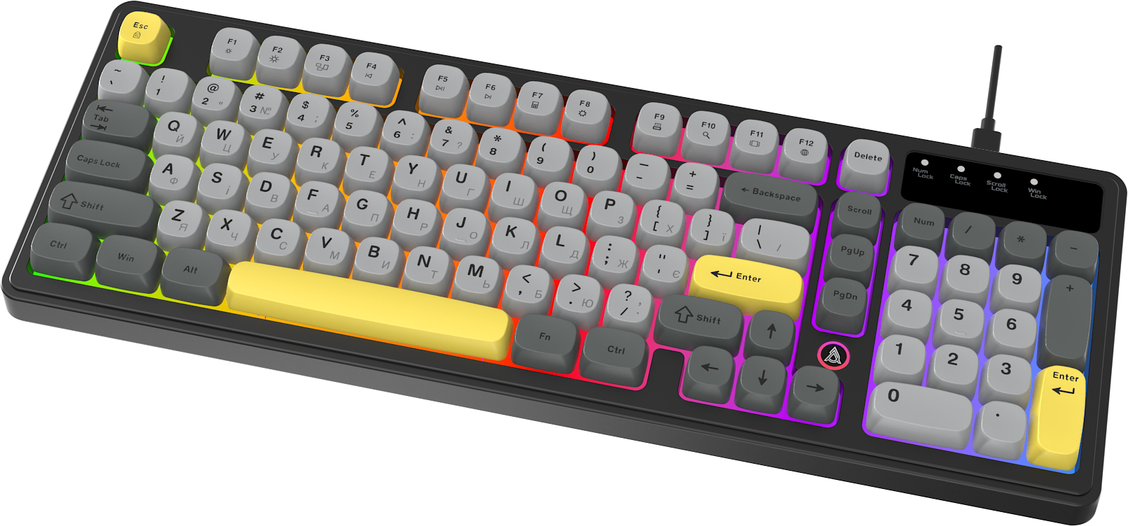 Игровая клавиатура Ajazz AF98 Black-Grey-Yellow (AF98-BGY) фото