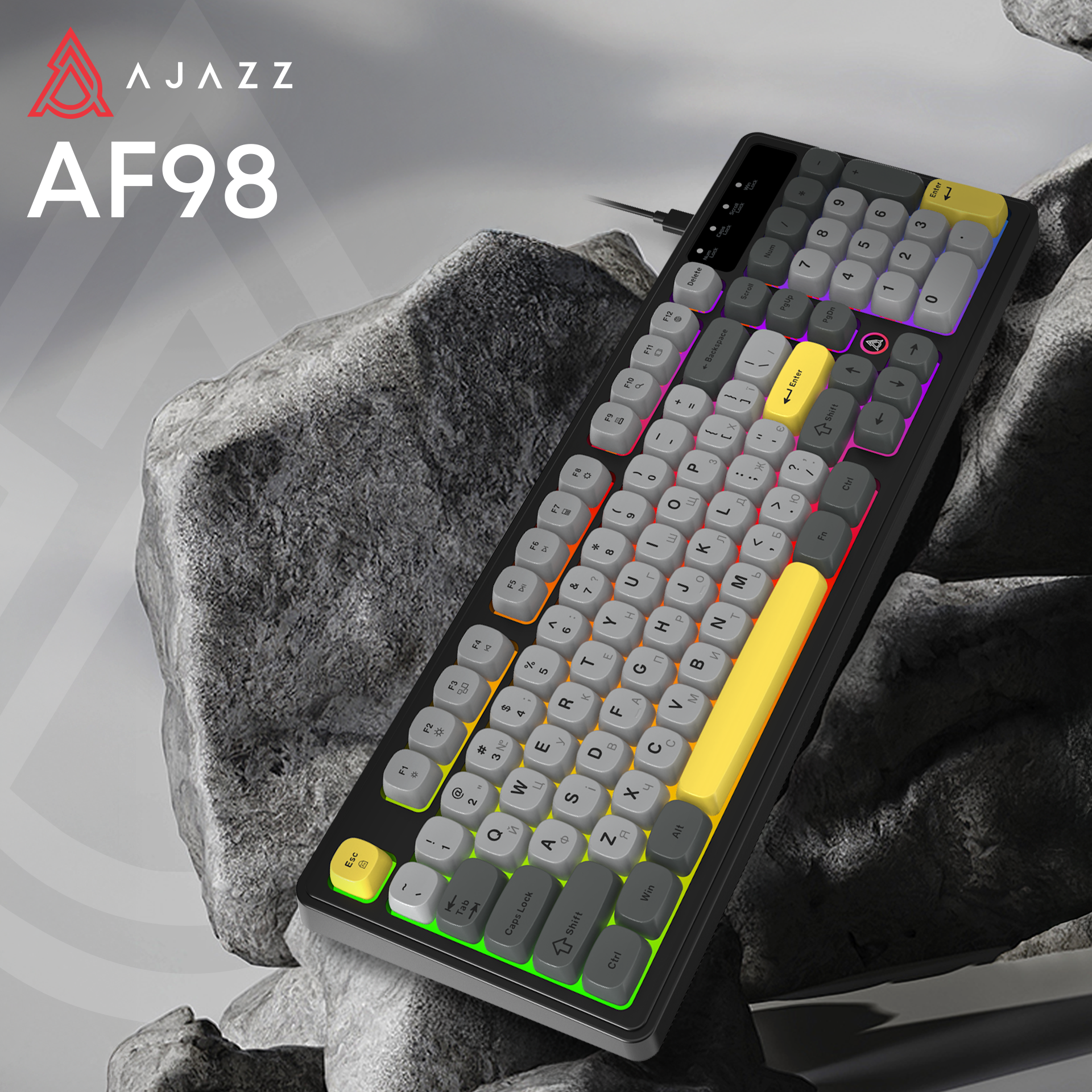 Игровая клавиатура Ajazz AF98 Black-Grey-Yellow (AF98-BGY) фото