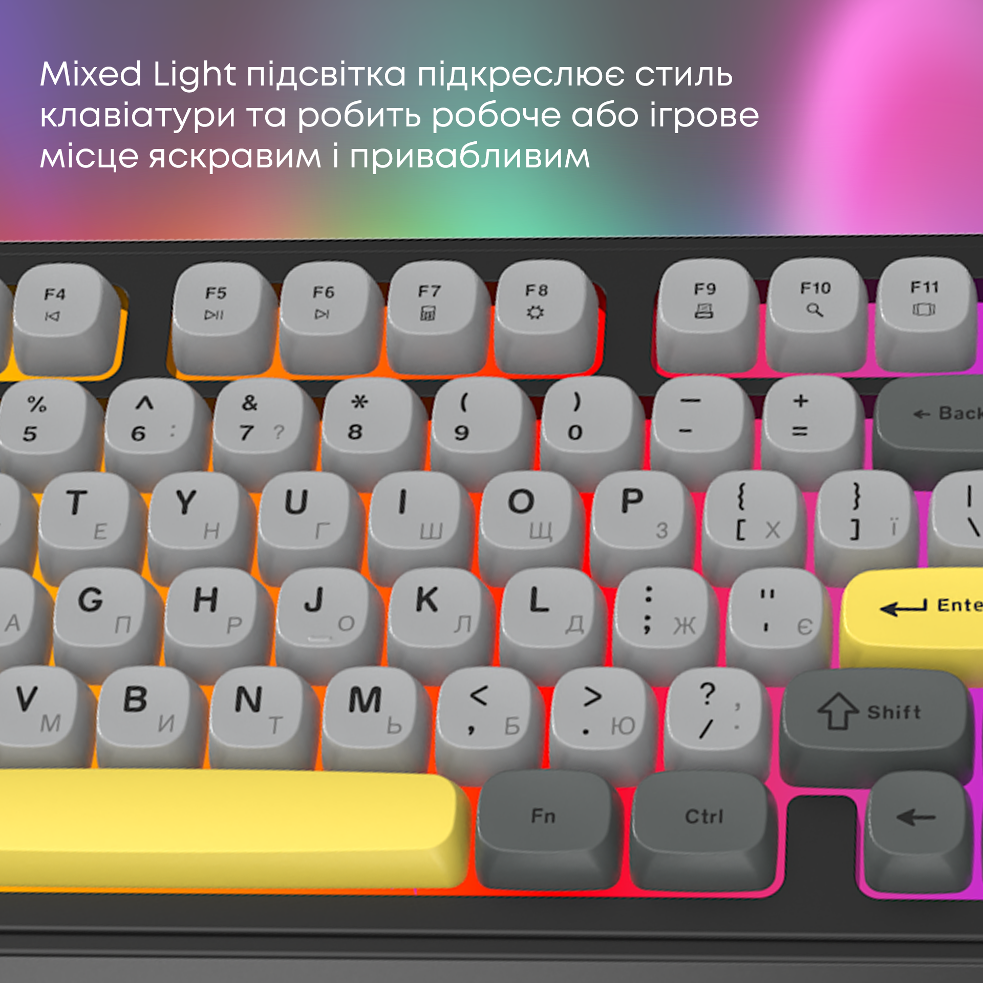 Игровая клавиатура Ajazz AF98 Black-Grey-Yellow (AF98-BGY) фото