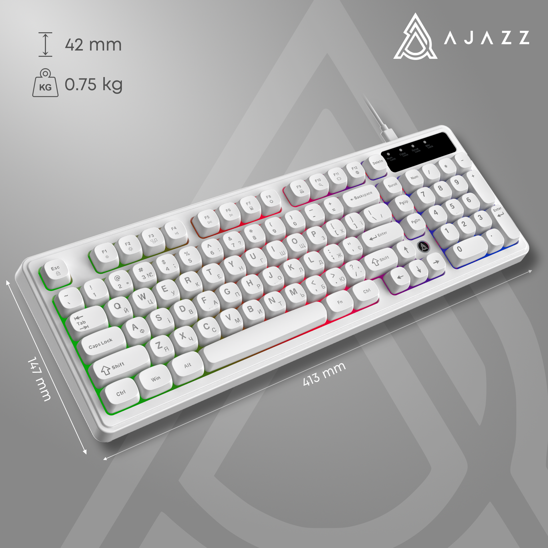 Игровая клавиатура Ajazz AF98 White (AF98-W) фото13