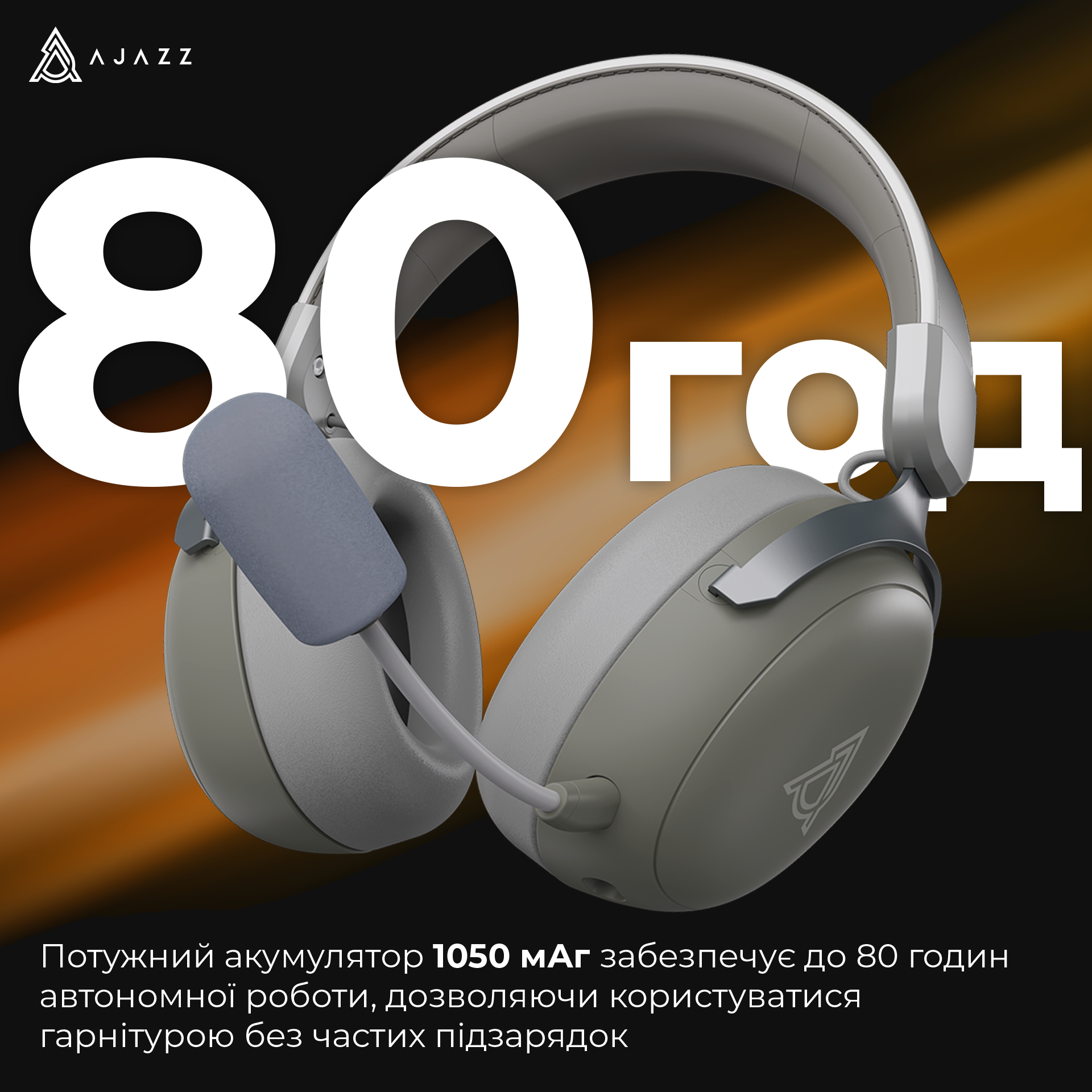 Игровая гарнитура Ajazz AHM08 Max Wireless Grey-White (AHM08-MAX-GW) фото10
