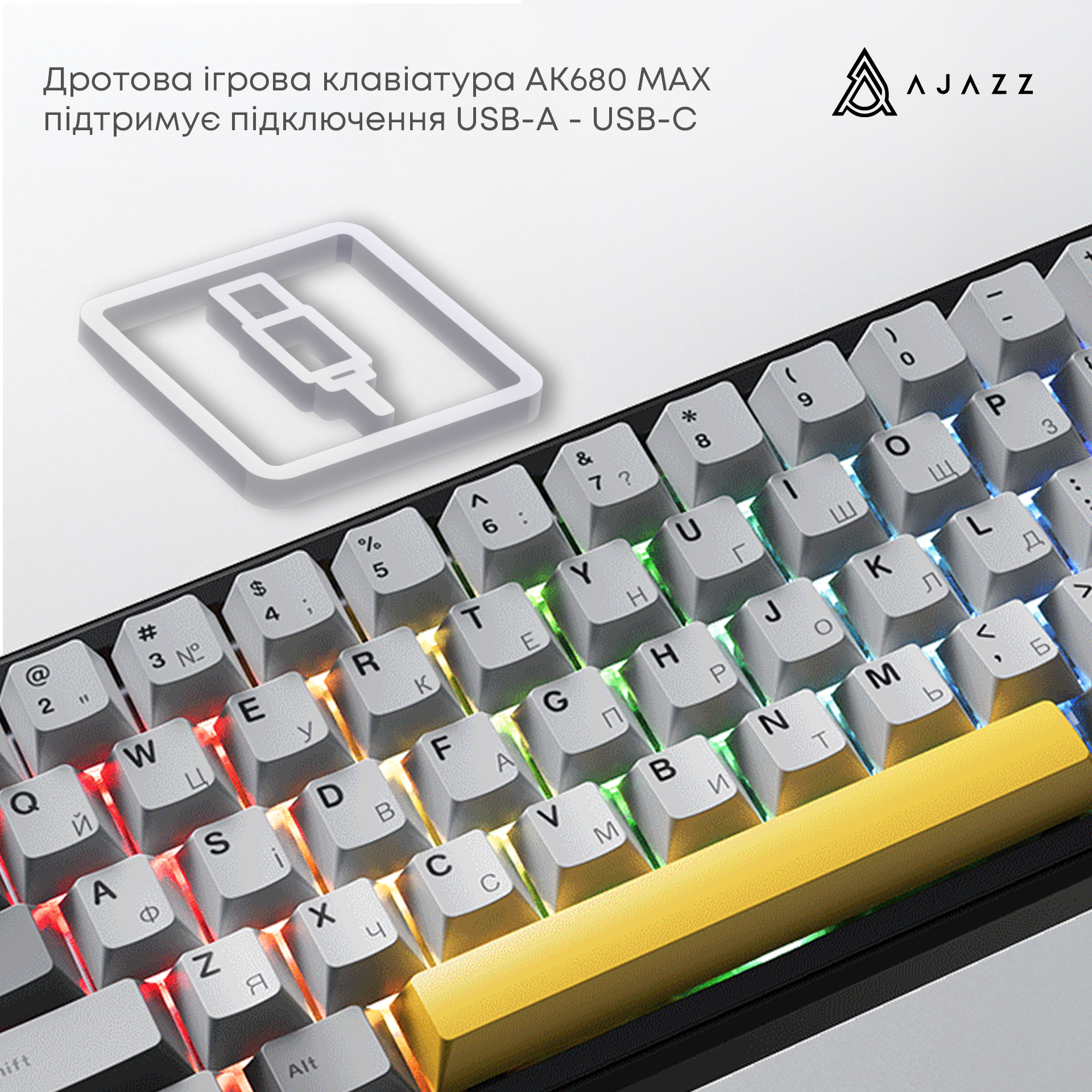 Игровая клавиатура Ajazz AK680 Max Magnetic Switches Black-Grey-Yellow (AK680-M-BGY-AW) фото5