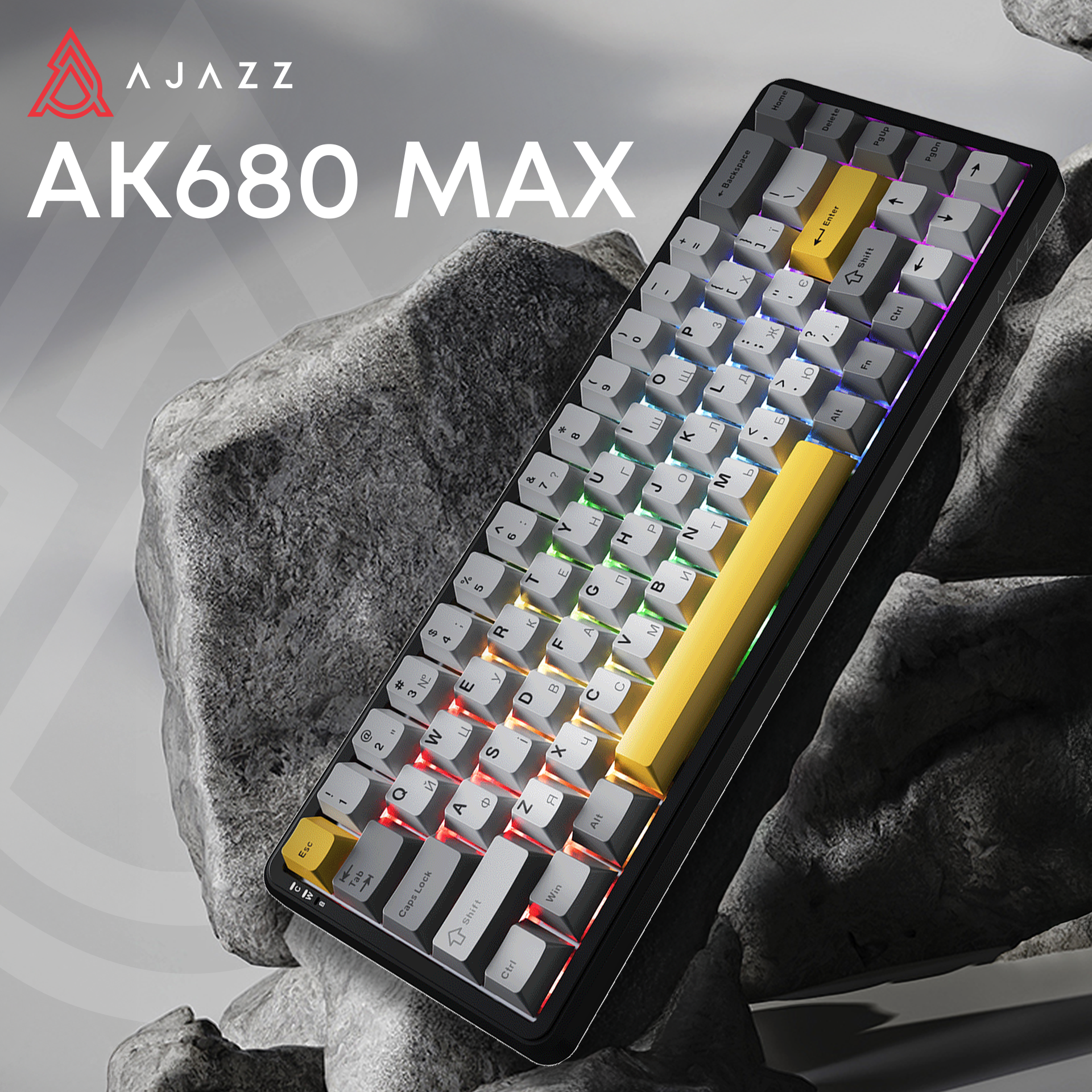 Игровая клавиатура Ajazz AK680 Max Magnetic Switches Black-Grey-Yellow (AK680-M-BGY-AW) фото3