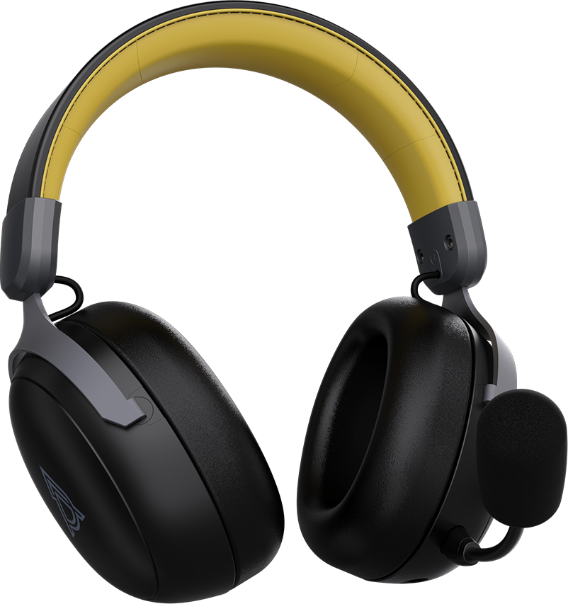 Игровая гарнитура Ajazz AHM08 Max Wireless Black-Grey-Yellow (AHM08-MAX-BGY) фото