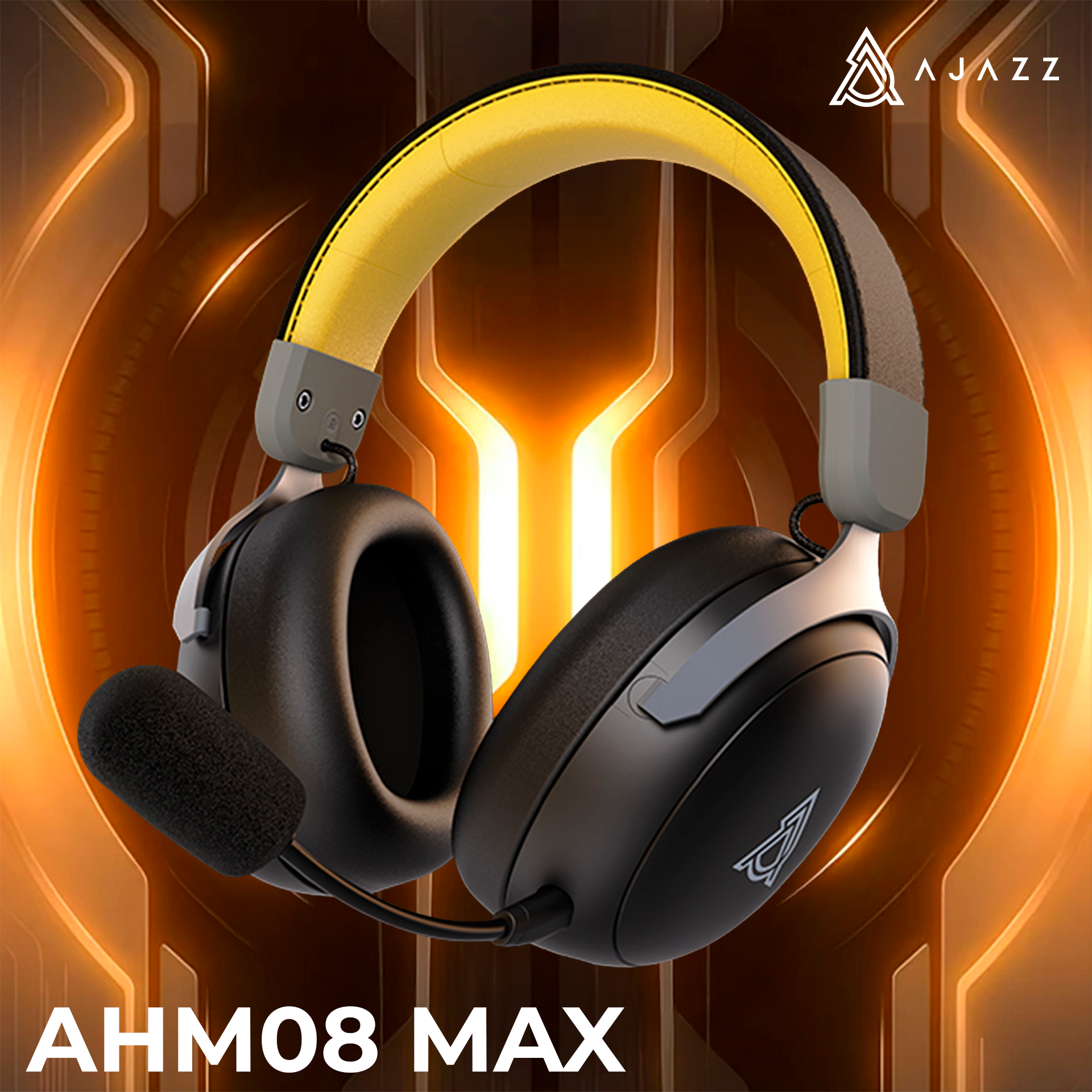 Игровая гарнитура Ajazz AHM08 Max Wireless Black-Grey-Yellow (AHM08-MAX-BGY) фото