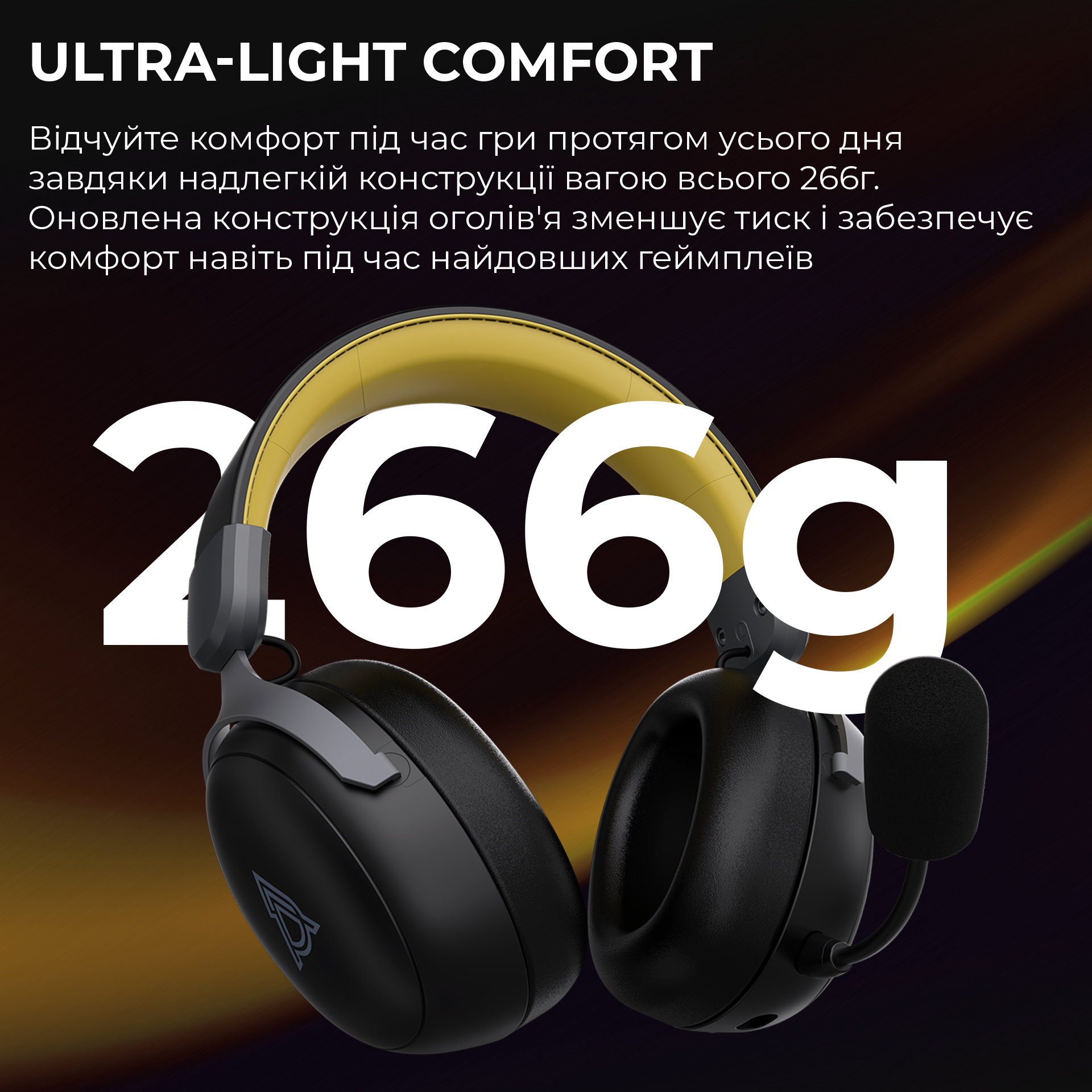 Игровая гарнитура Ajazz AHM08 Max Wireless Black-Grey-Yellow (AHM08-MAX-BGY) фото