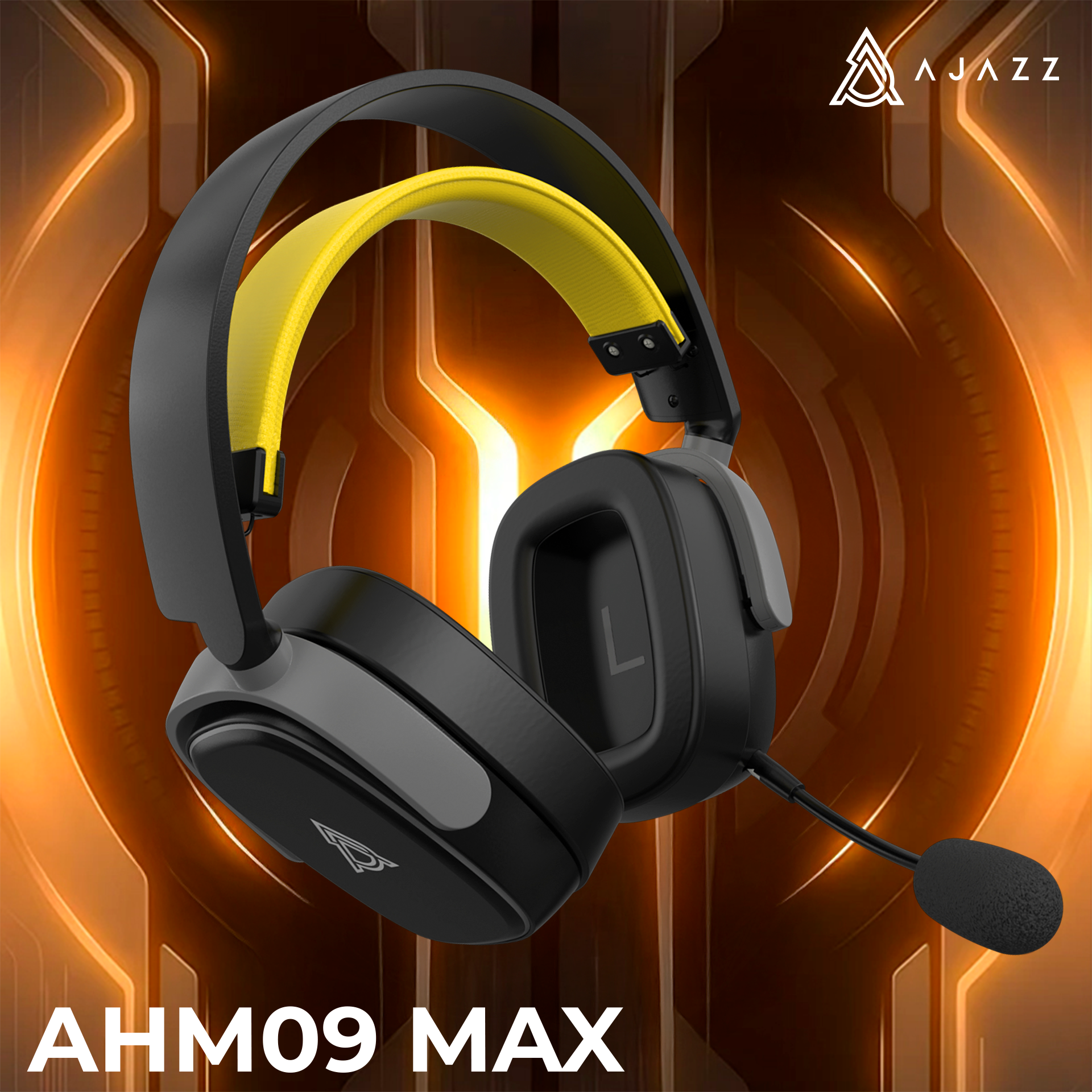 Игровая гарнитура Ajazz AHM09 Max Wireless Black-Grey-Yellow (AHM09-MAX-BGY) фото9