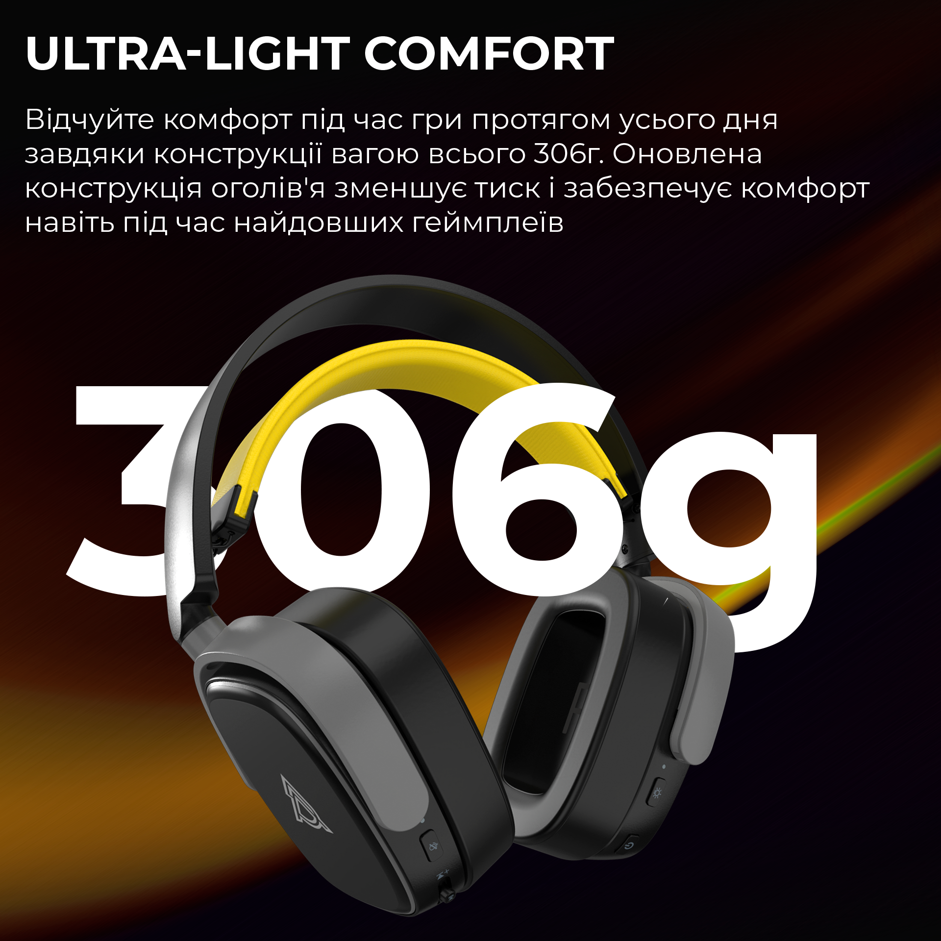 Игровая гарнитура Ajazz AHM09 Max Wireless Black-Grey-Yellow (AHM09-MAX-BGY) фото12