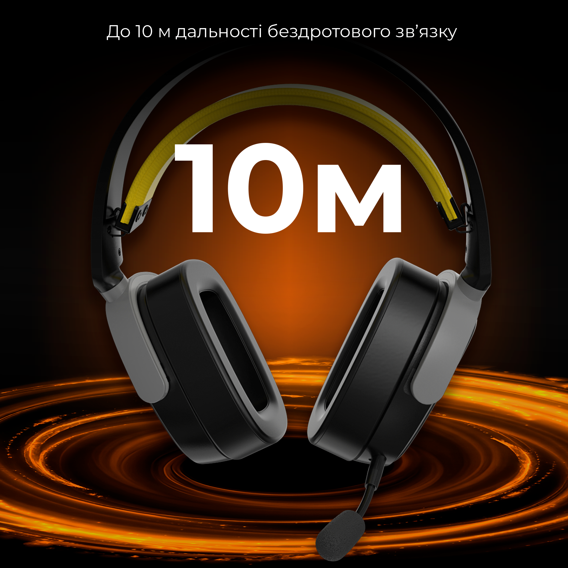 Игровая гарнитура Ajazz AHM09 Max Wireless Black-Grey-Yellow (AHM09-MAX-BGY) фото18
