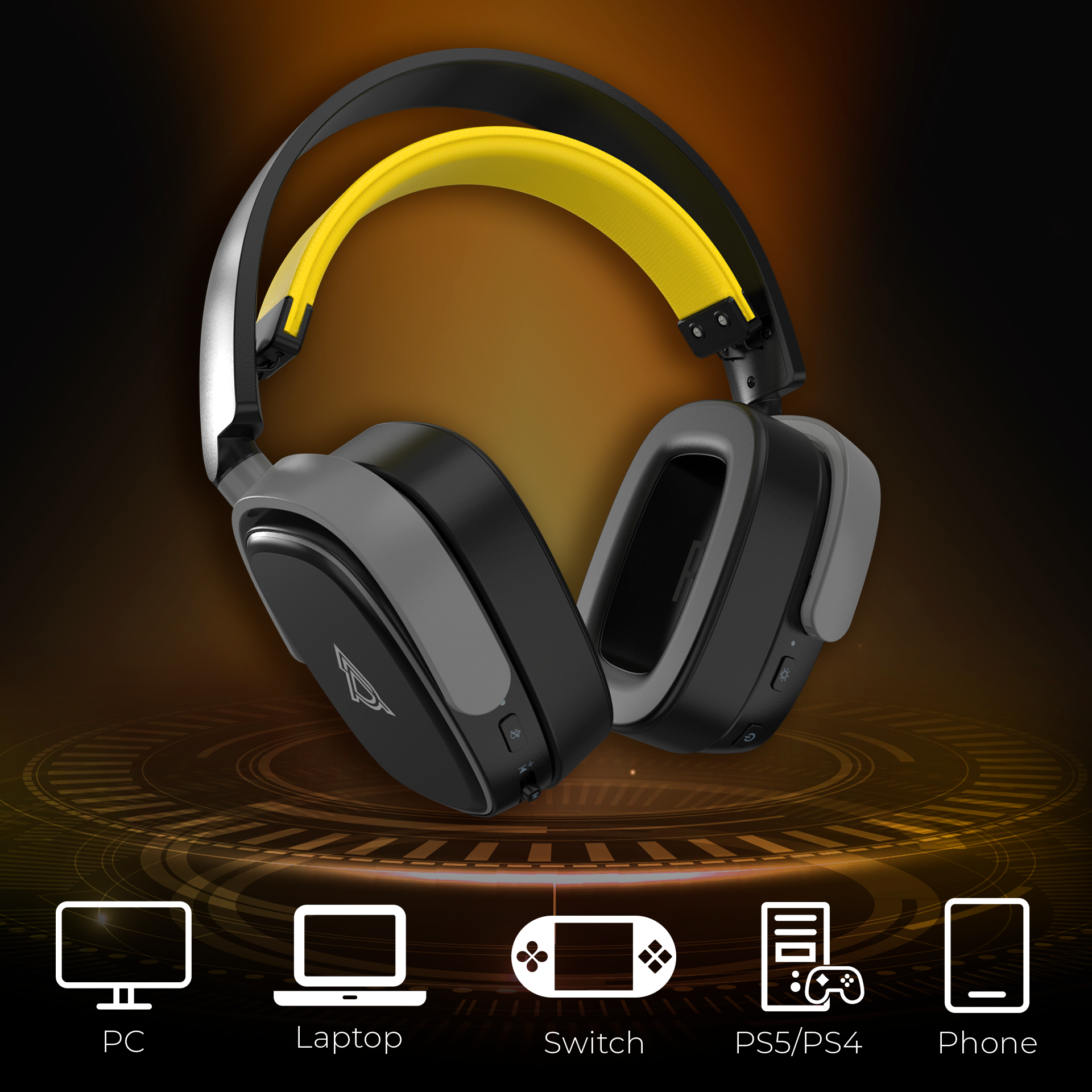 Игровая гарнитура Ajazz AHM09 Max Wireless Black-Grey-Yellow (AHM09-MAX-BGY) фото19