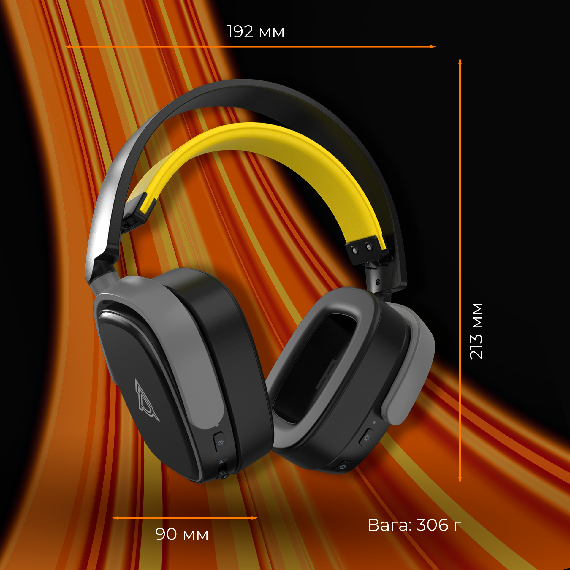 Игровая гарнитура Ajazz AHM09 Max Wireless Black-Grey-Yellow (AHM09-MAX-BGY) фото20