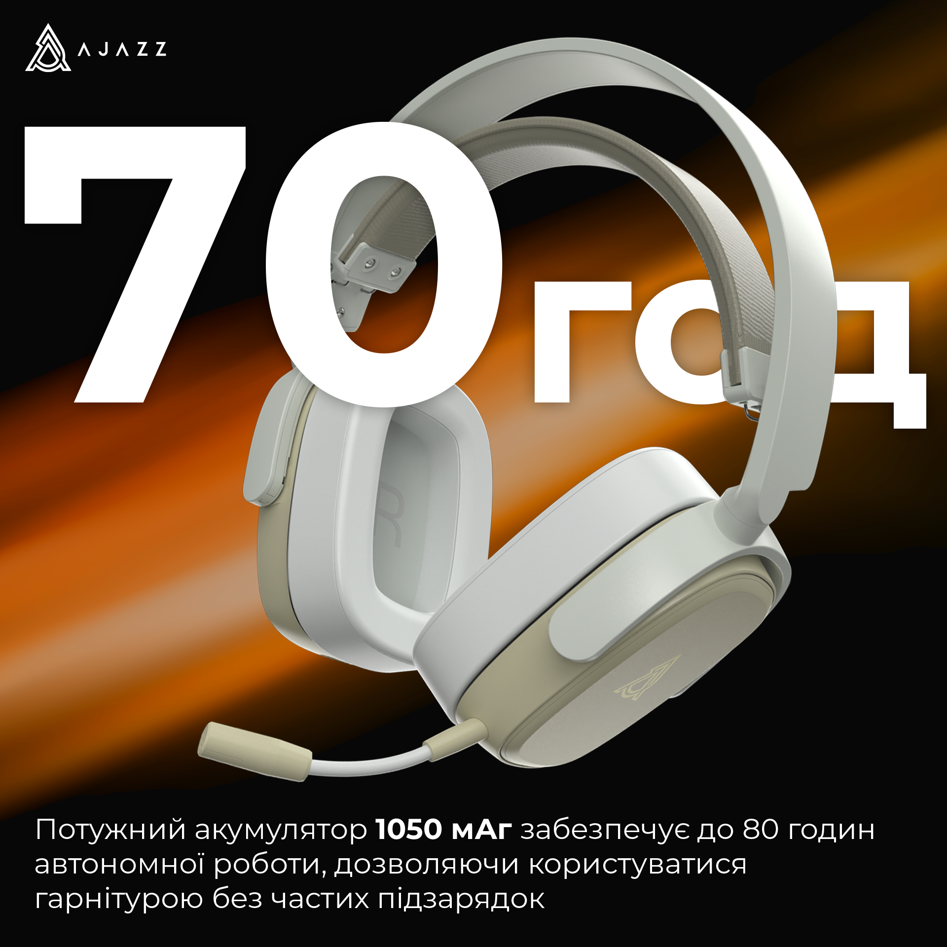 Игровая гарнитура Ajazz AHM09 Max Wireless Grey-White (AHM09-MAX-GW) фото10