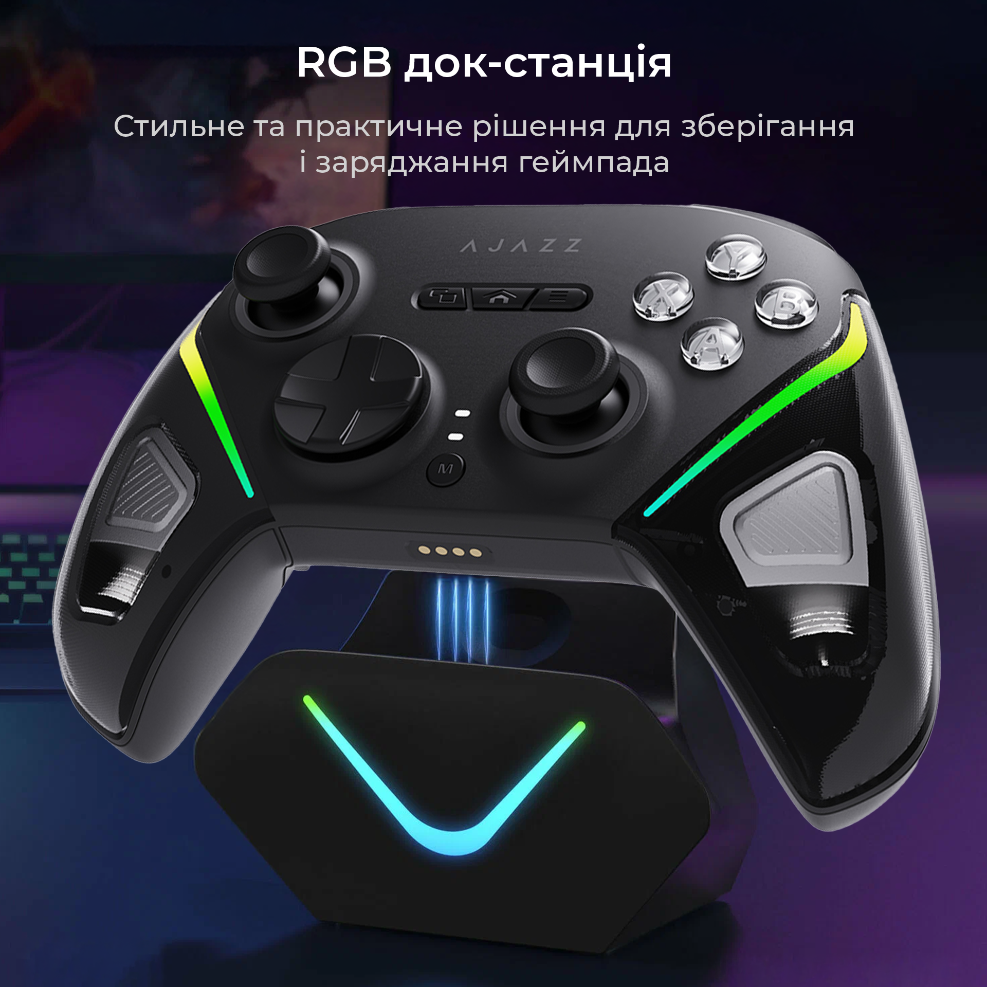 Бездротовий геймпад з док-станцією Ajazz GP100 Set Black (GP100S-B) фото12