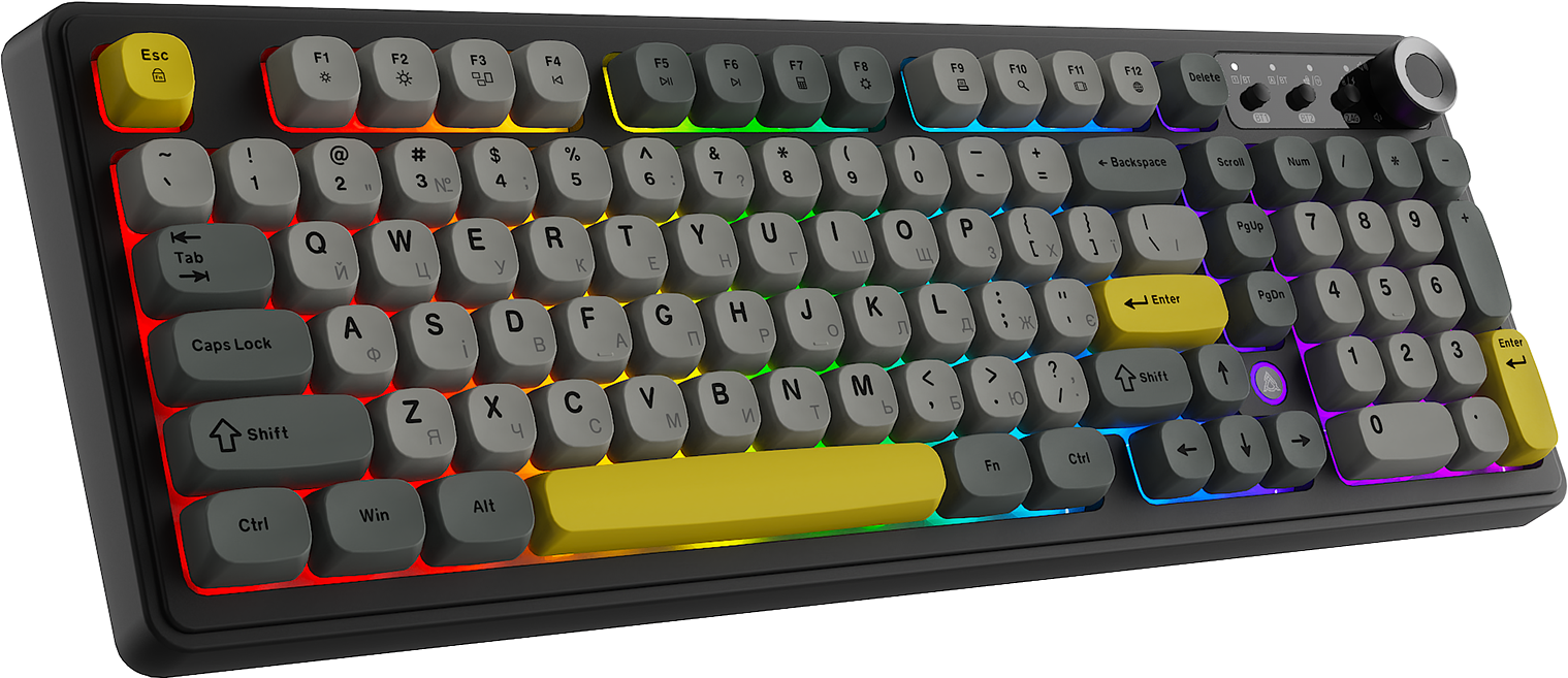 Игровая клавиатура Ajazz AF98 Plus Wireless Black-Grey-Yellow (AF98-PLUS-BGY) фото3