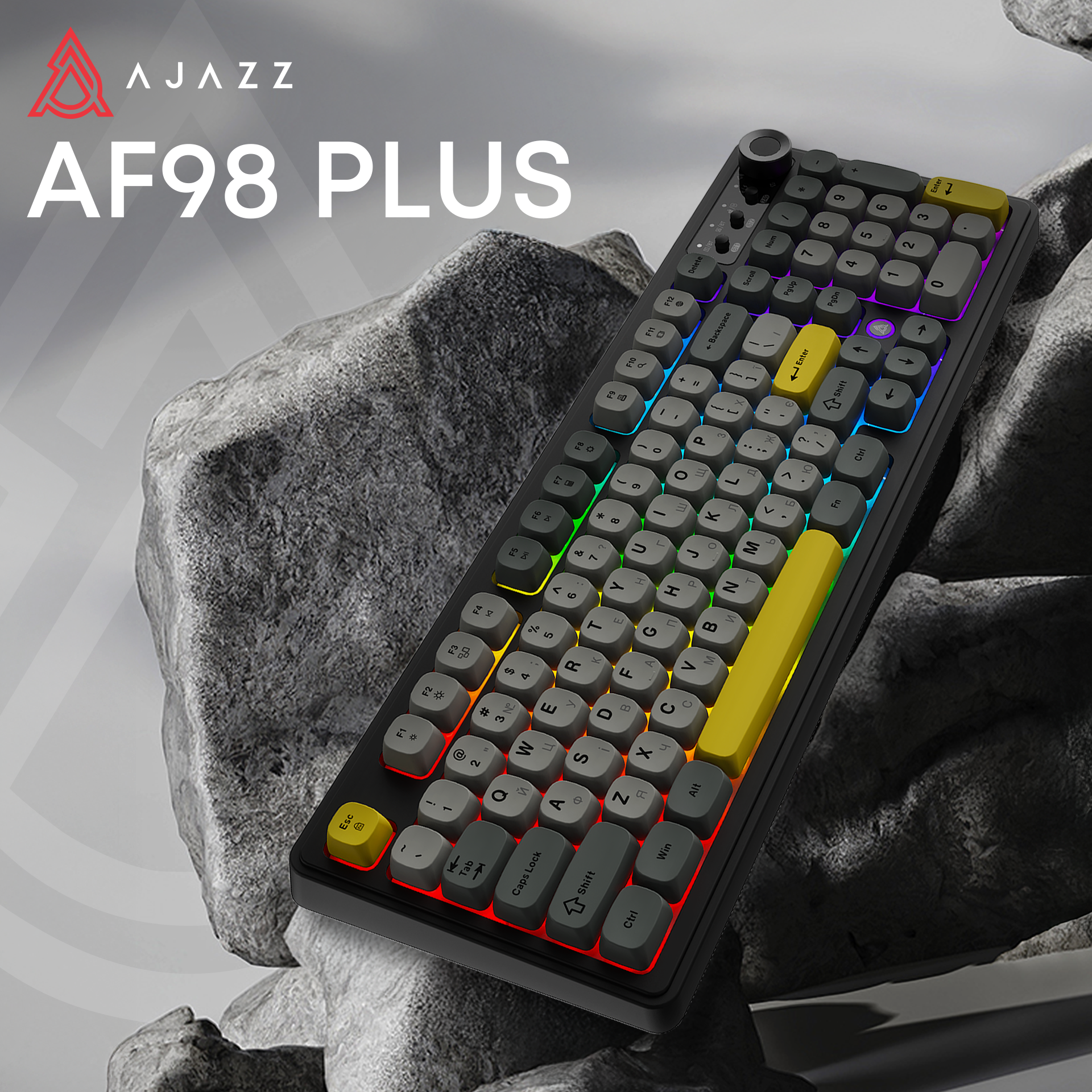 Игровая клавиатура Ajazz AF98 Plus Wireless Black-Grey-Yellow (AF98-PLUS-BGY) фото6