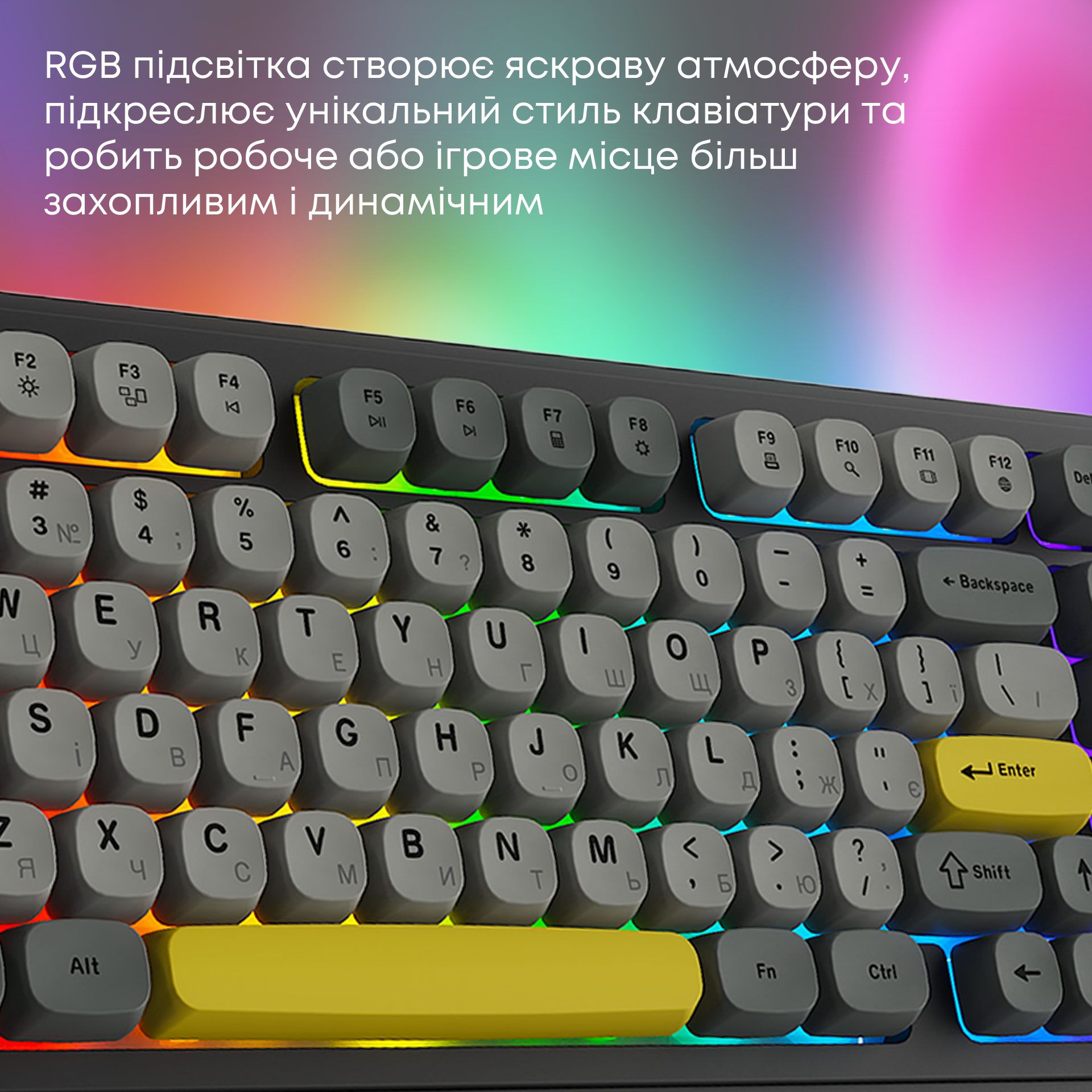 Игровая клавиатура Ajazz AF98 Plus Wireless Black-Grey-Yellow (AF98-PLUS-BGY) фото9