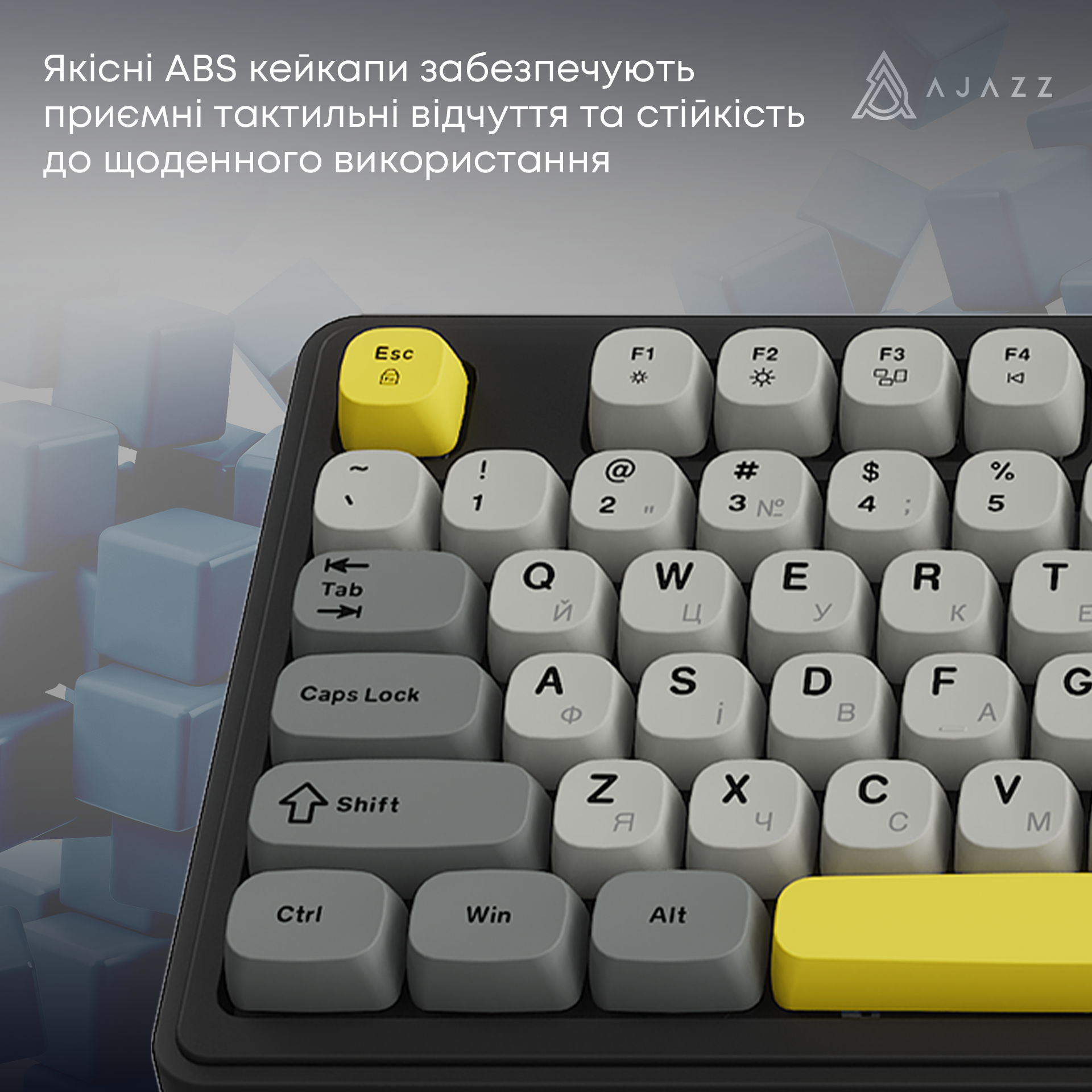 Игровая клавиатура Ajazz AF98 Plus Wireless Black-Grey-Yellow (AF98-PLUS-BGY) фото12