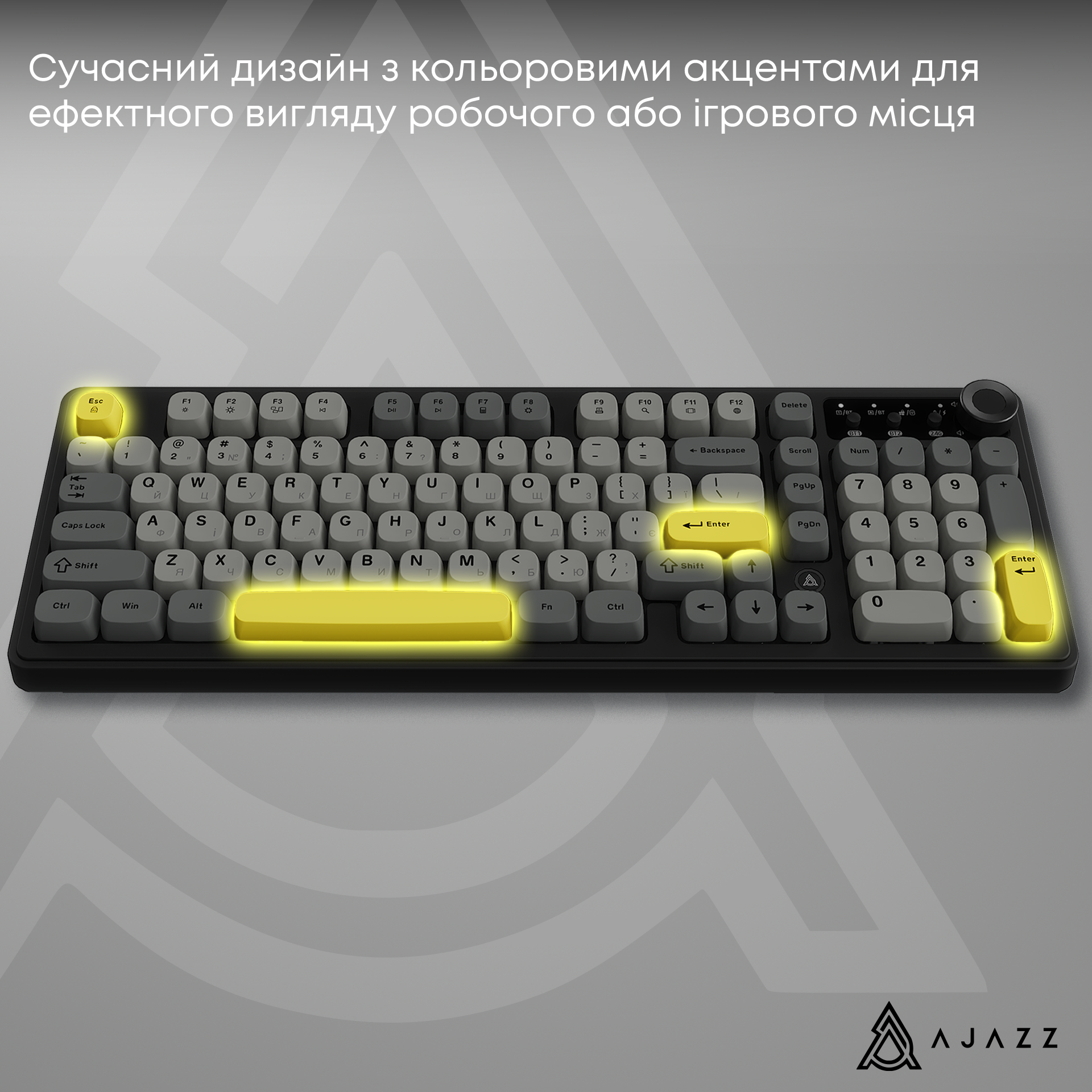 Игровая клавиатура Ajazz AF98 Plus Wireless Black-Grey-Yellow (AF98-PLUS-BGY) фото14