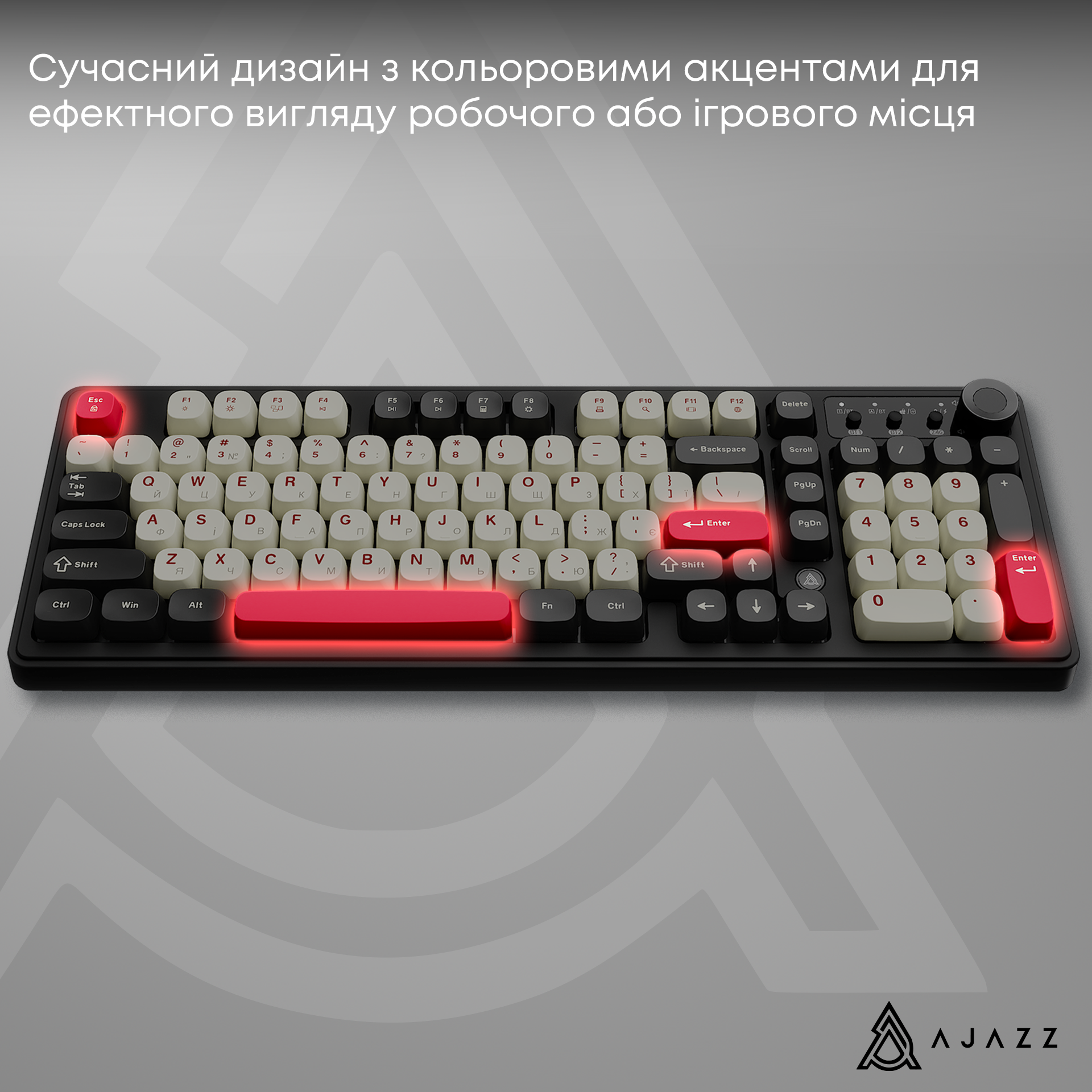 Игровая клавиатура Ajazz AF98 Plus Wireless Black-Shark-Red (AF98-PLUS-BSR) фото