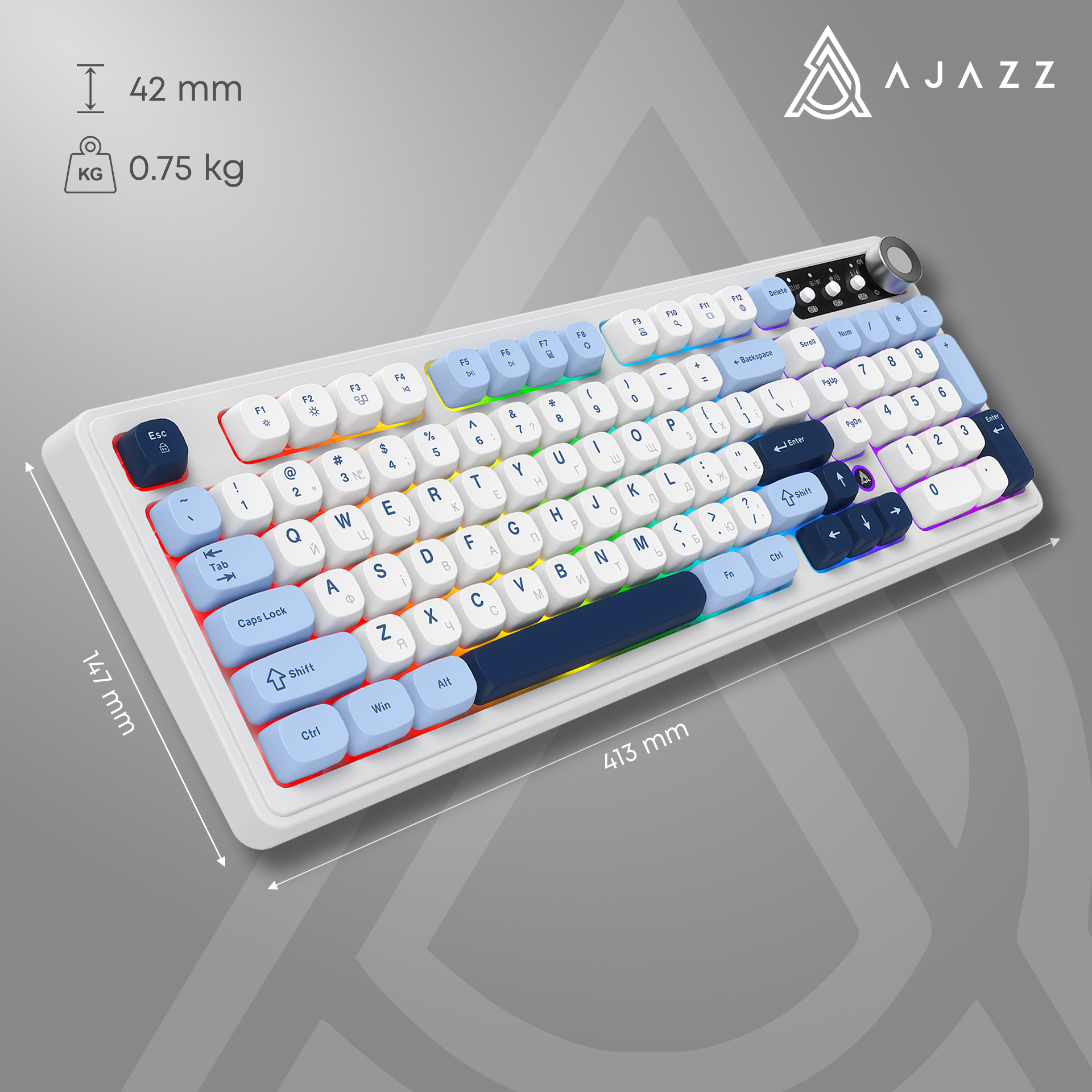 Игровая клавиатура Ajazz AF98 Plus Wireless Glacier Blue (AF98-PLUS-GB) фото14