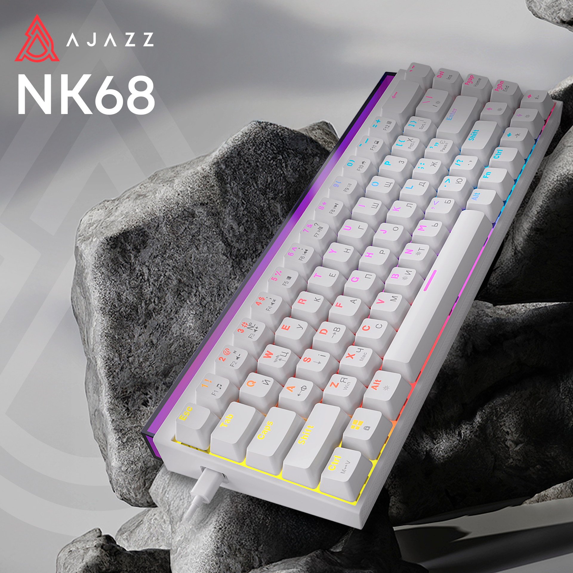 Ігрова клавіатура Ajazz NK68 Red Switches White (NK68-R-W) фото