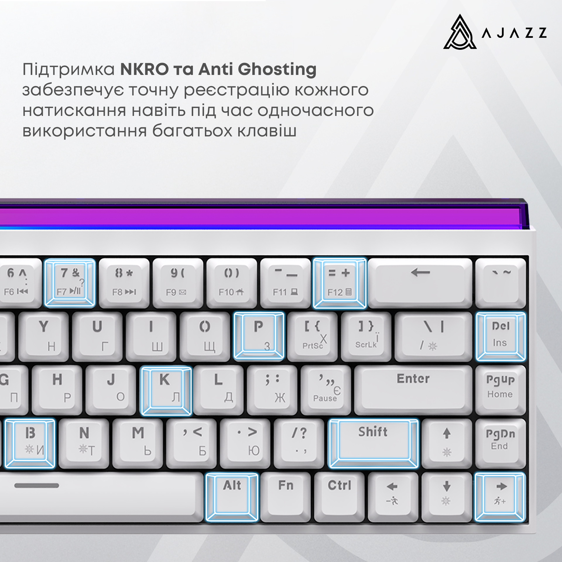 Ігрова клавіатура Ajazz NK68 Red Switches White (NK68-R-W) фото