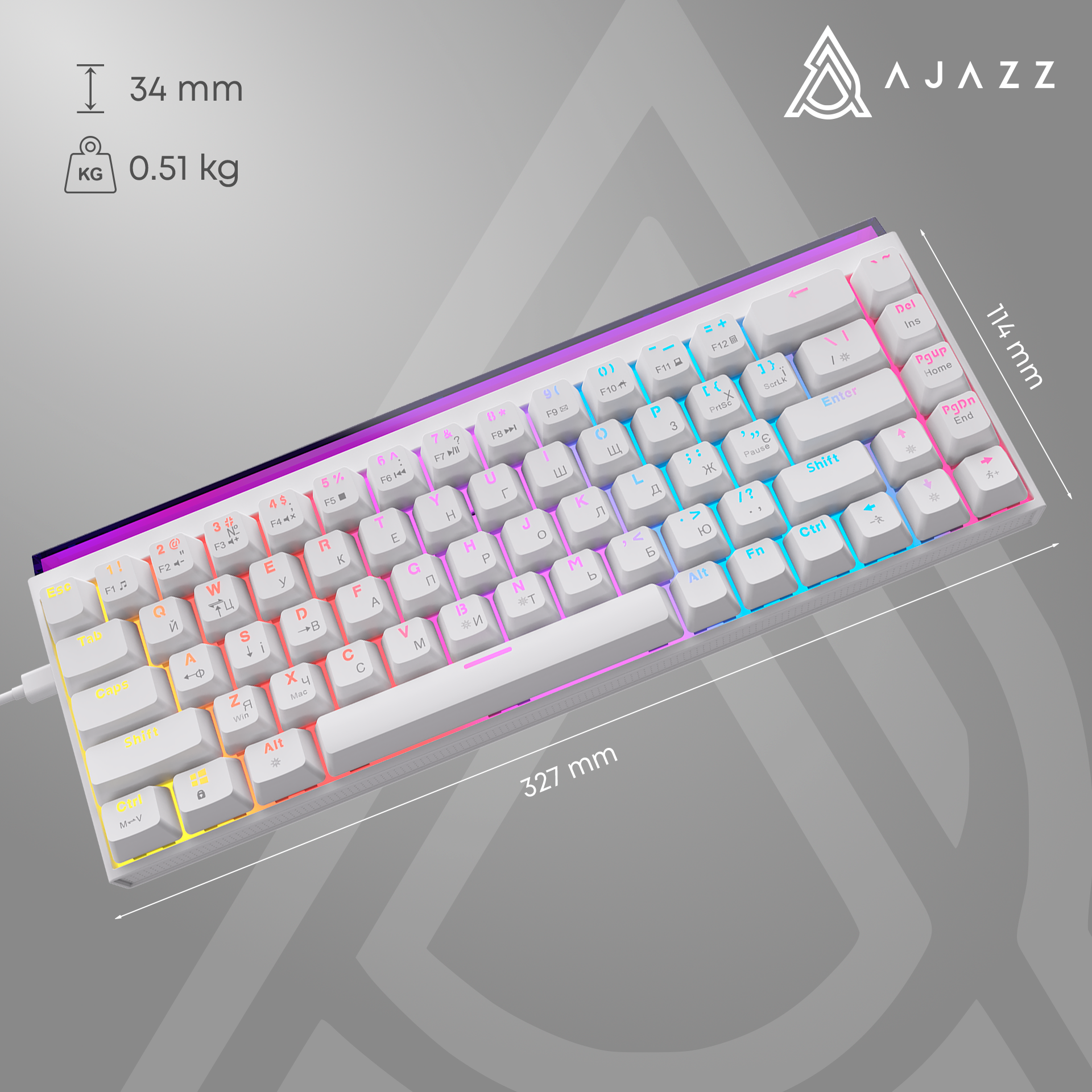Ігрова клавіатура Ajazz NK68 Red Switches White (NK68-R-W) фото