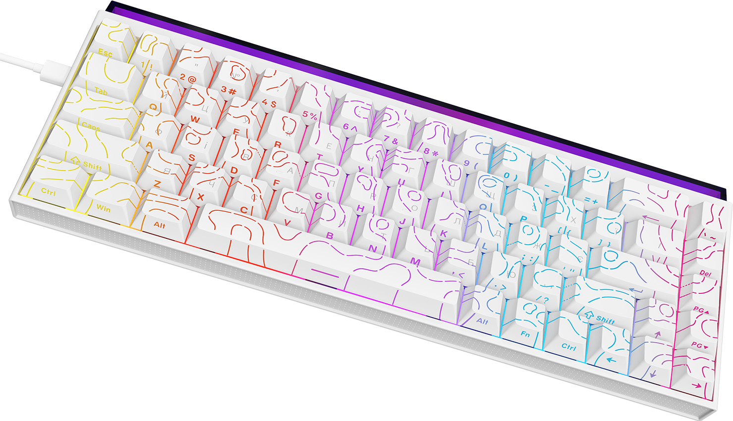 Ігрова клавіатура Ajazz NK68 Red Switches Side Contour White (NK68-R-S-W) фото