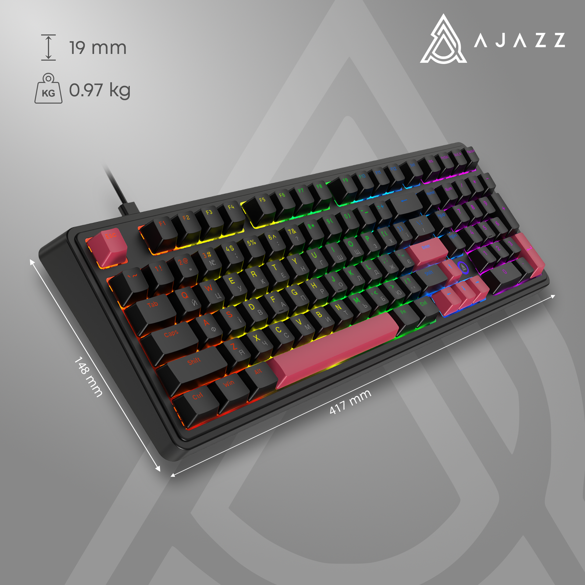 Игровая клавиатура Ajazz AK980 Red Switches Black-Red (AK980-R-BR) фото13